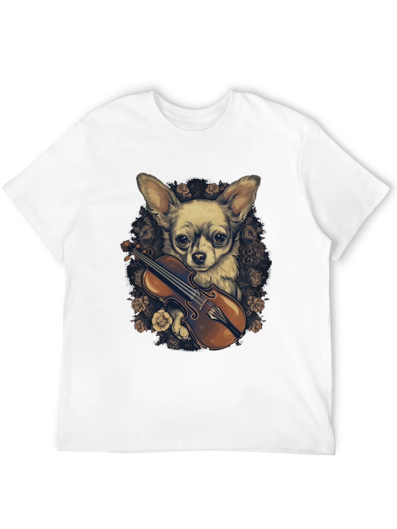 Black Chihuahua Violin T-Shirt view 12