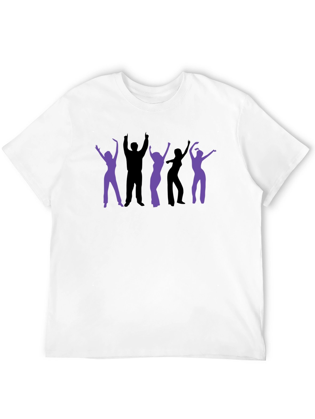 Black Retro Dance Party Graphic Tee - Black Cotton T-Shirt view 12