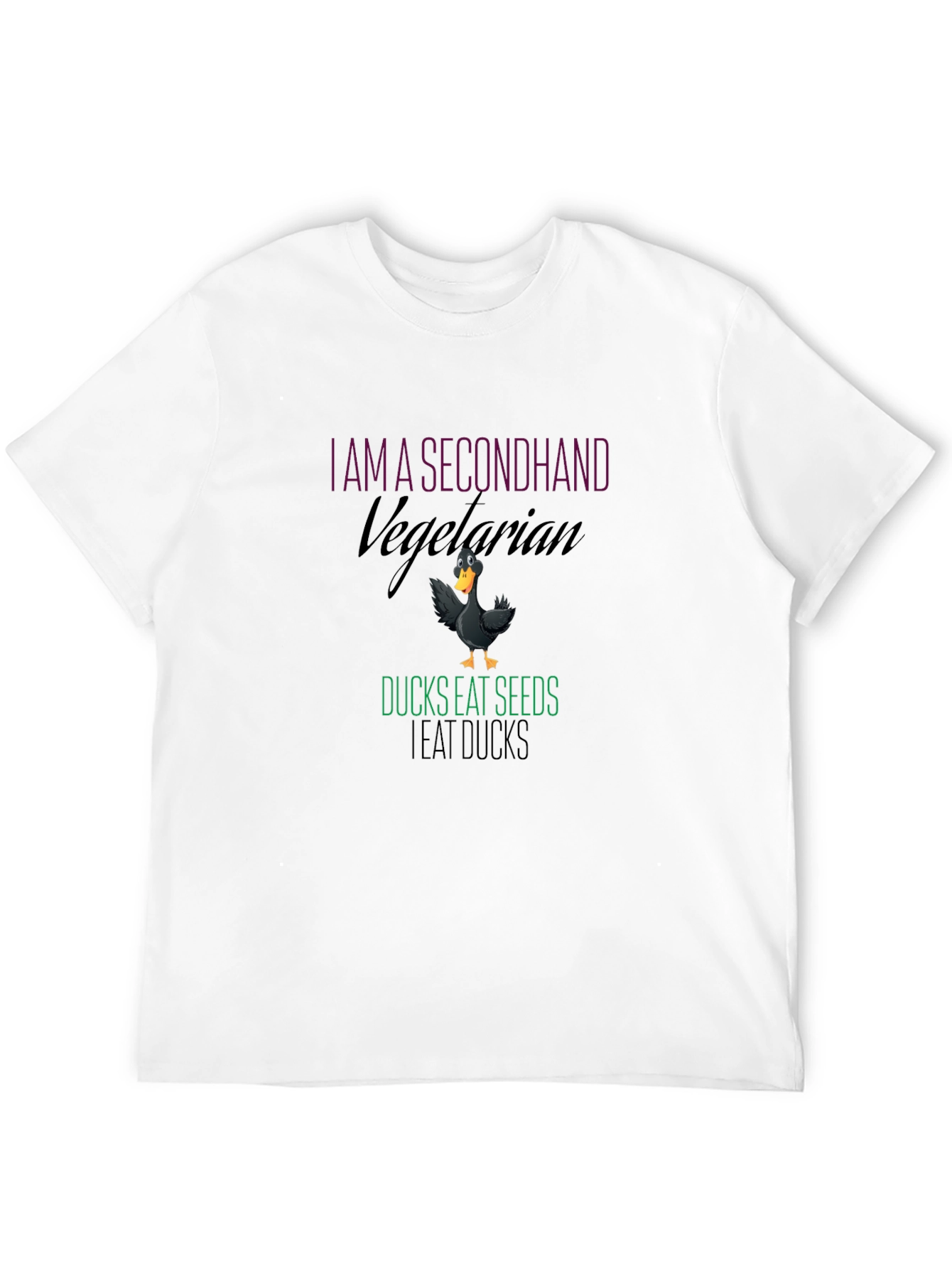 Black Secondhand Vegetarian Duck Humor T-Shirt view 12