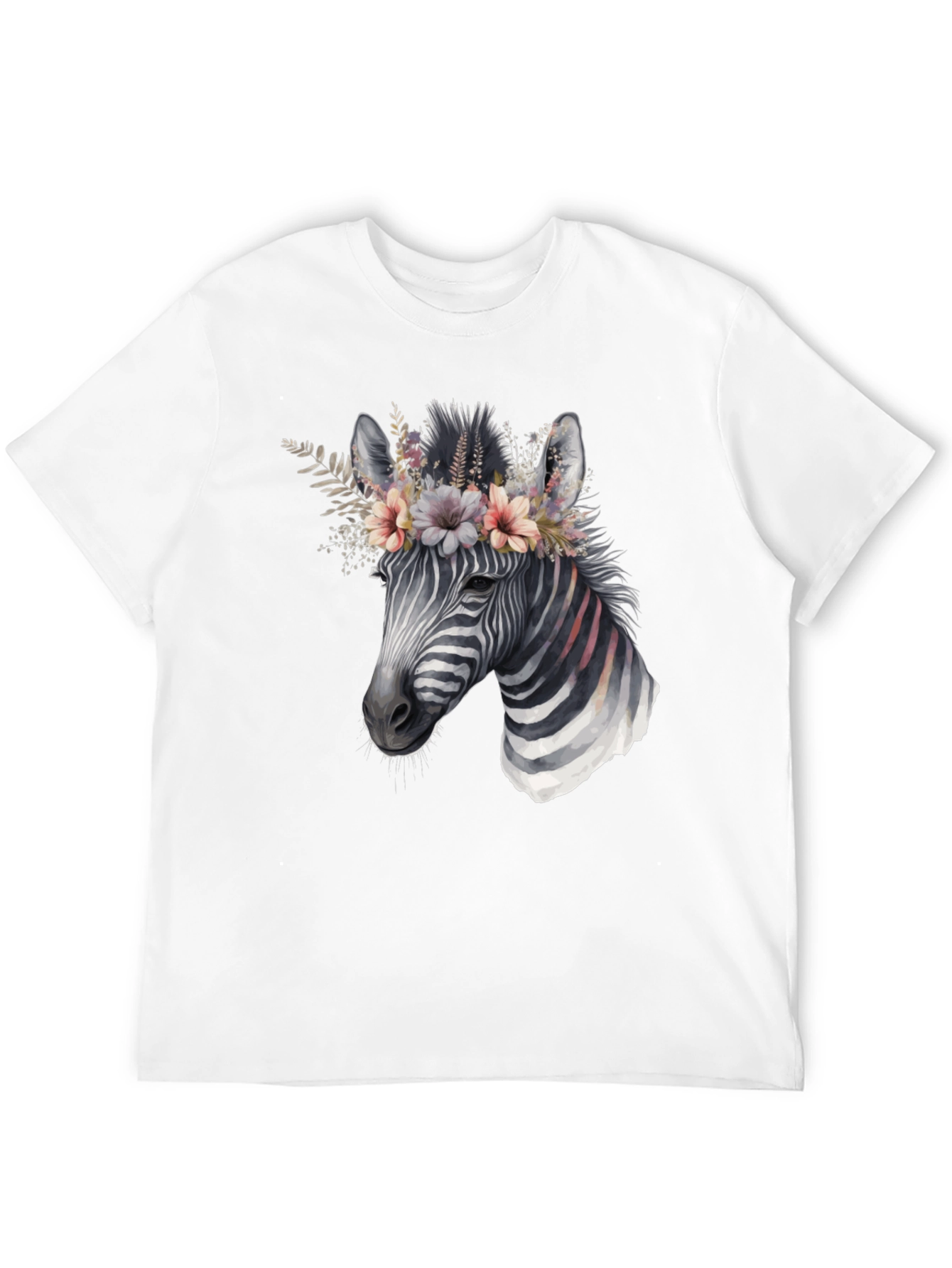 Black Zebra Floral Crown Graphic Tee - Unisex Cotton T-Shirt view 12