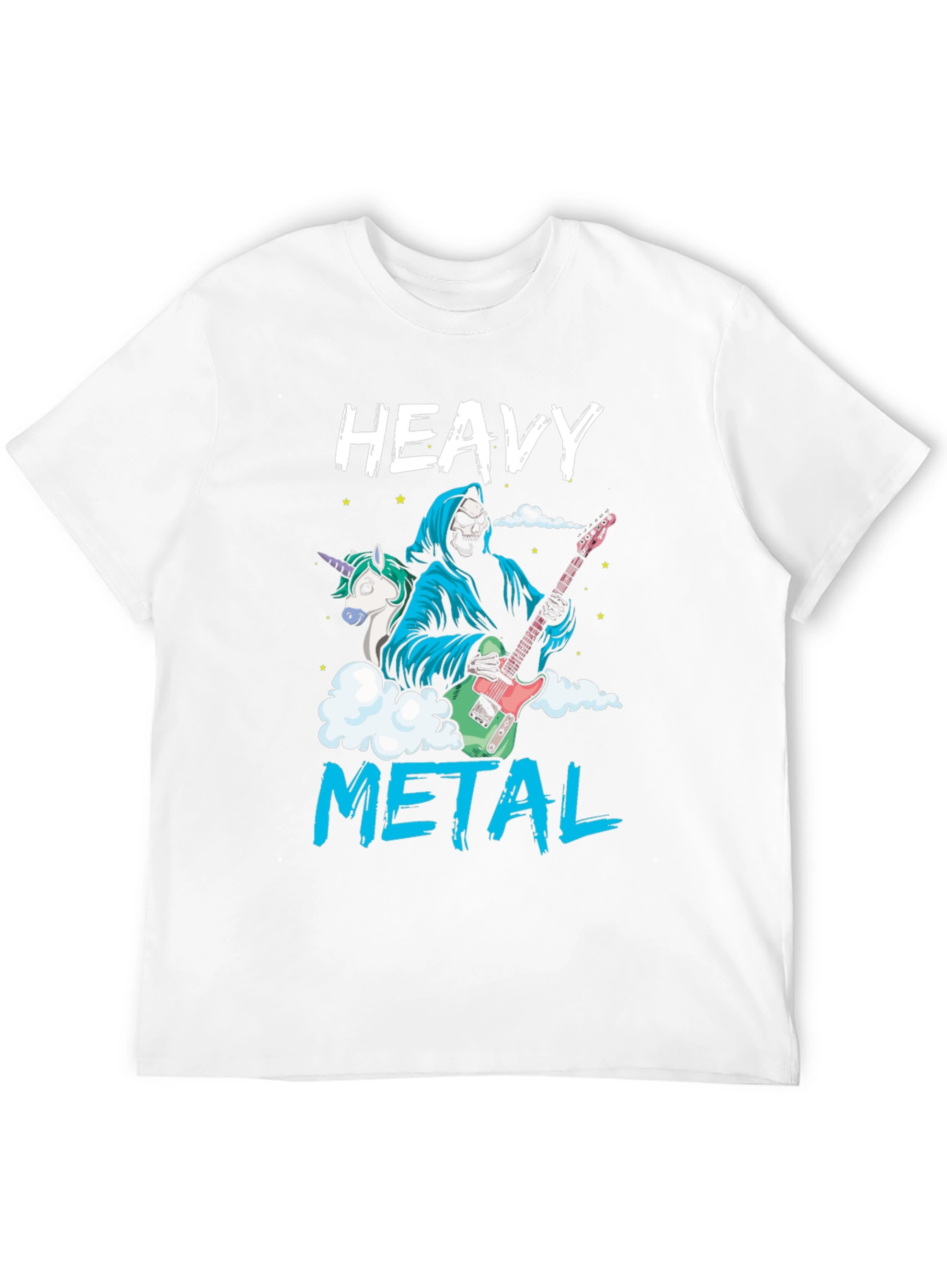 Black Heavy Metal Graphic Tee - Grim Reaper Unicorn Guitarist view 12