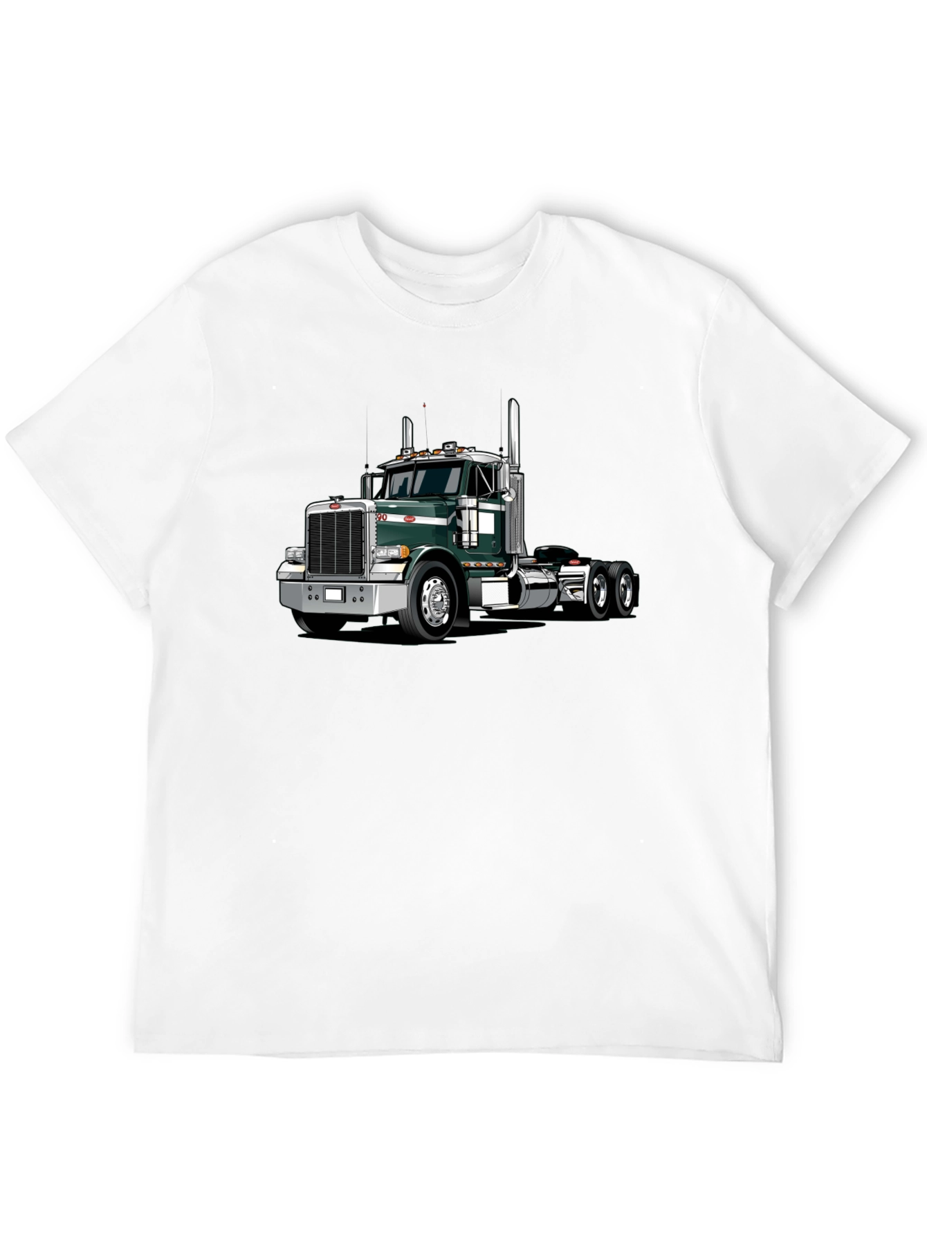 Black Trucker T-Shirt: Green Semi Truck Graphic Tee view 12