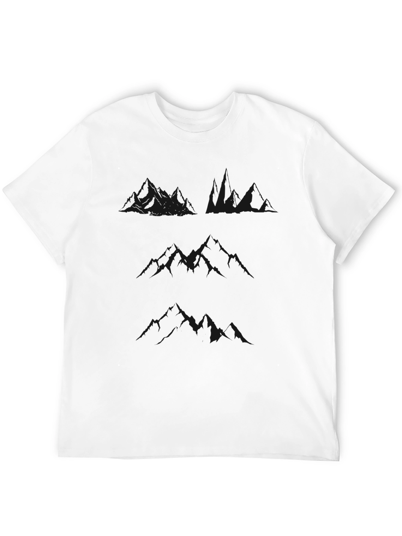 Black Men's Classic Black T-Shirt with Subtle Mountain Design view 12