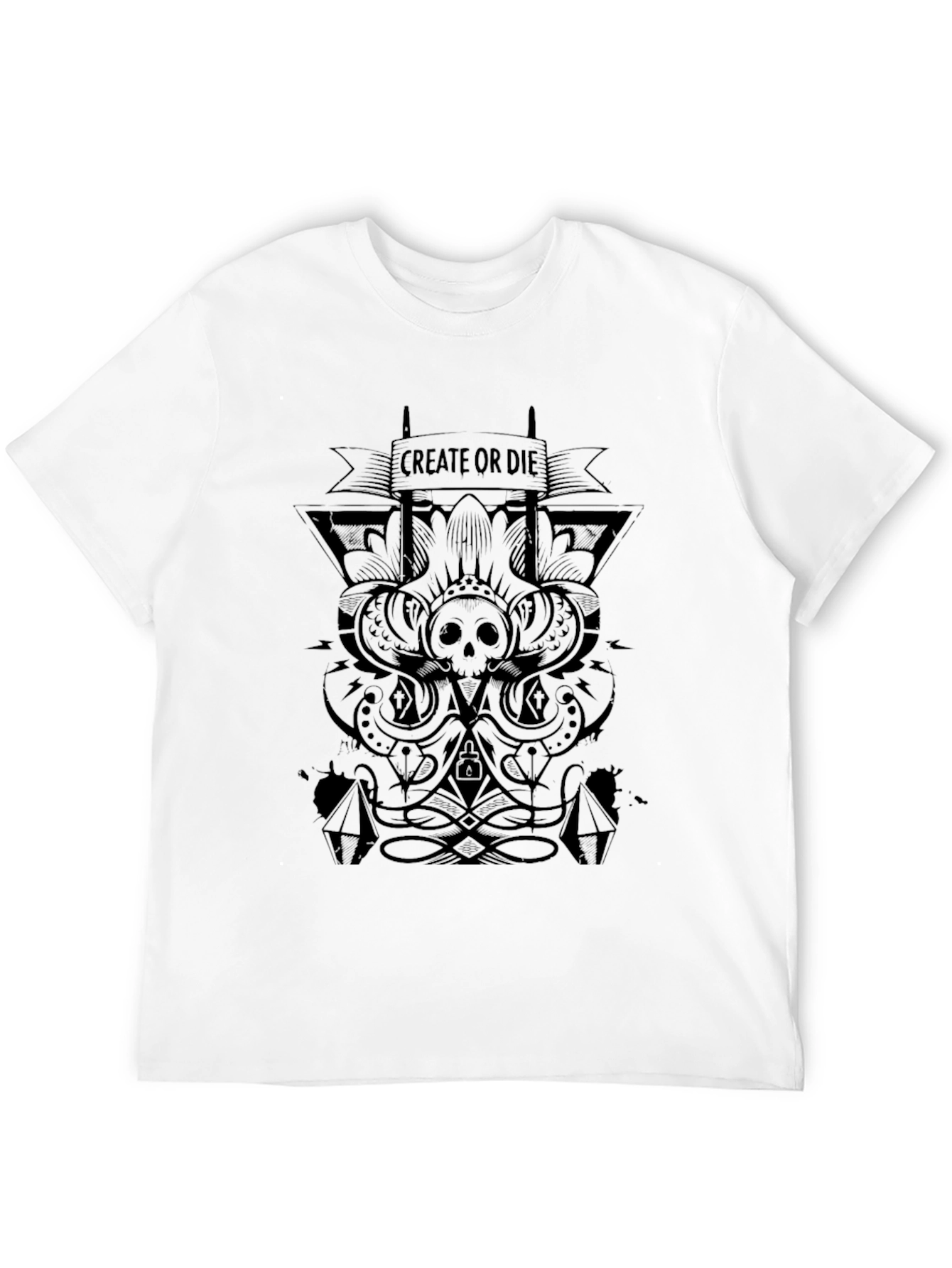 Black Gothic Skull Graphic Black T-Shirt view 12