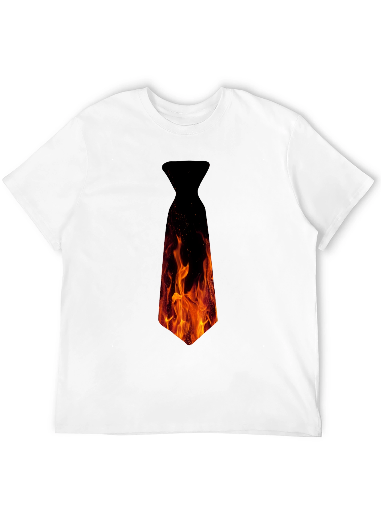 Black Fiery Necktie Graphic Tee - Black Cotton T-Shirt view 12