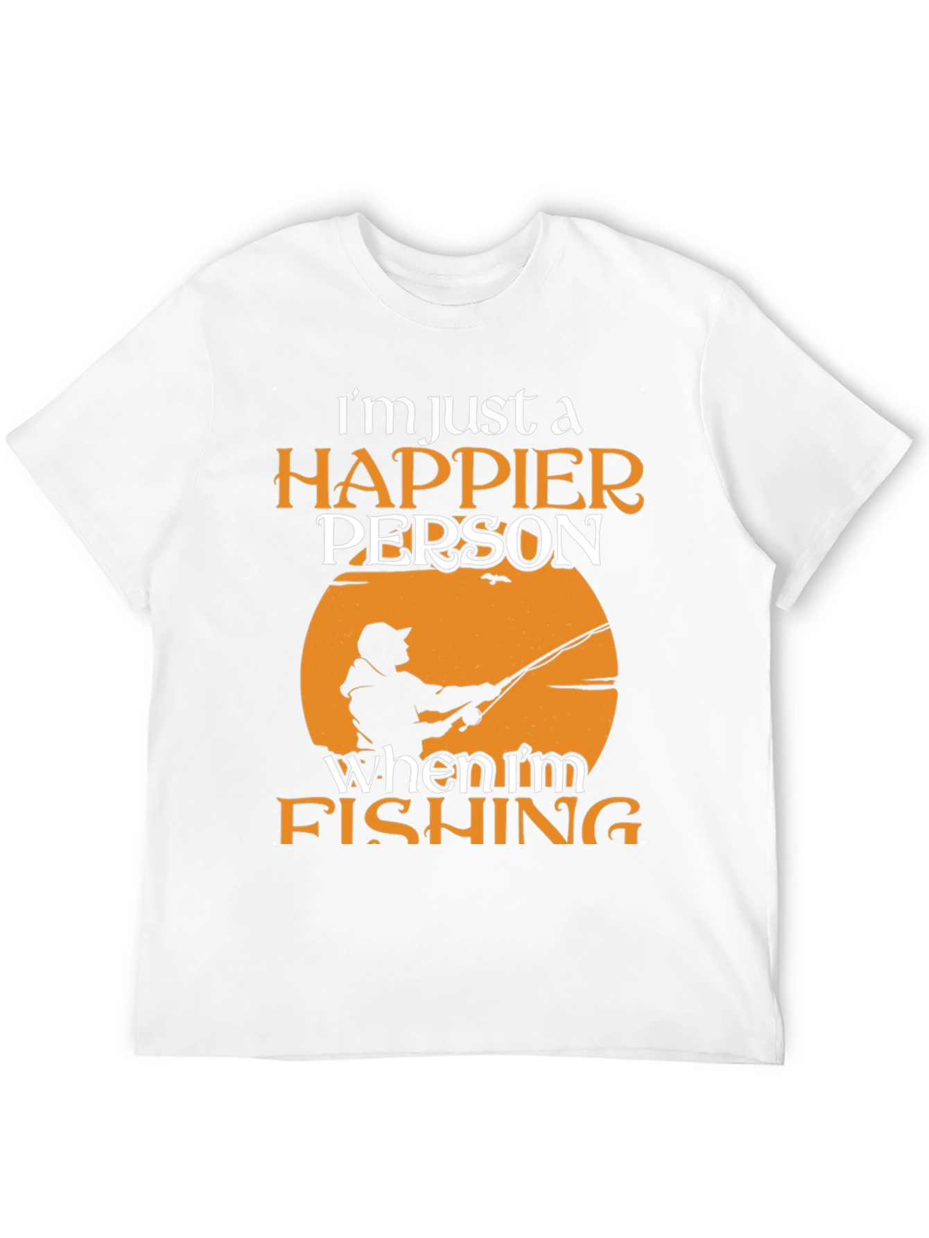 Black Happier Person Fishing Graphic Tee - Soft Cotton Blend view 12