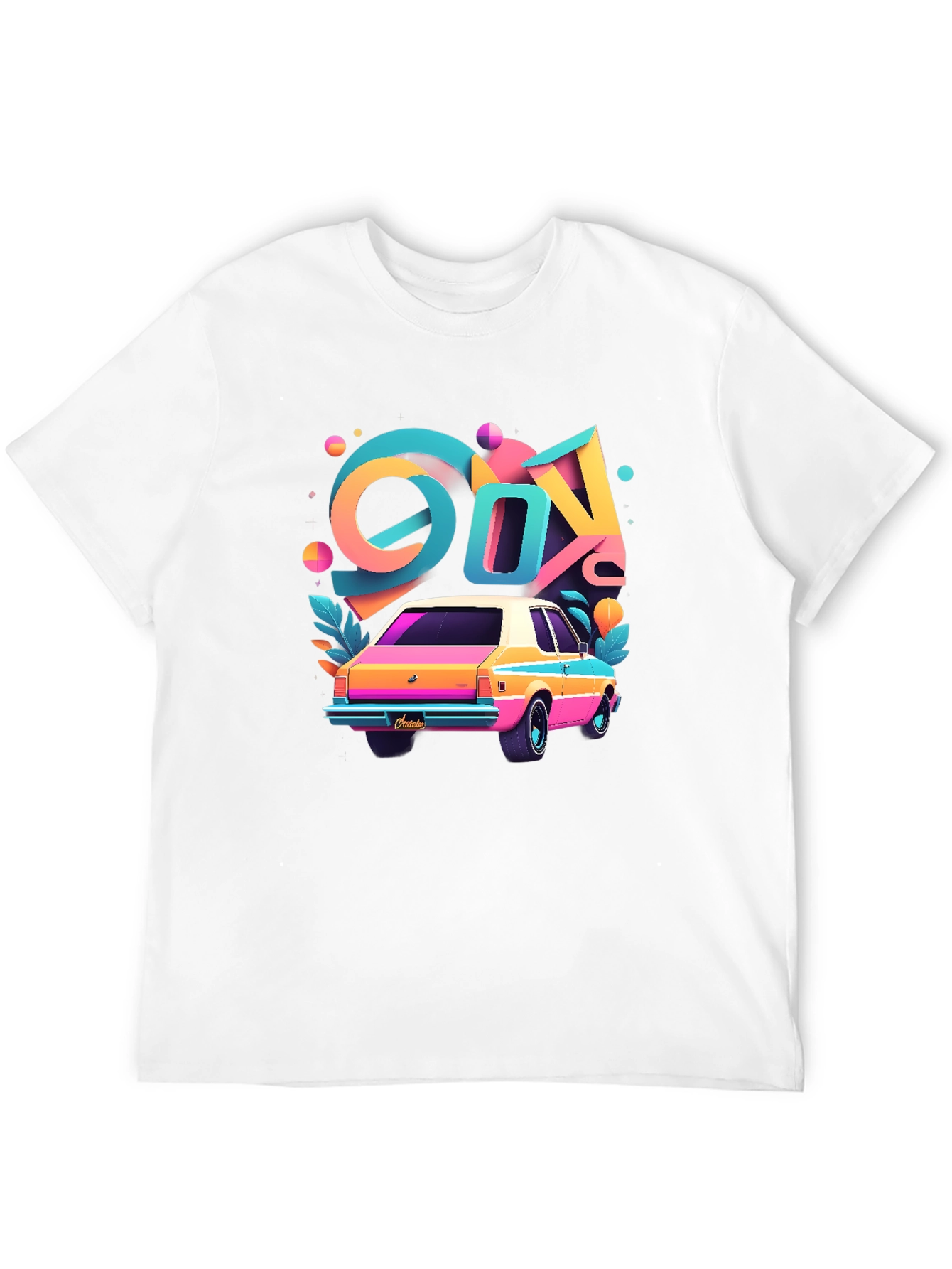 Black Retro 80s Car T-Shirt - Colorful Design view 12