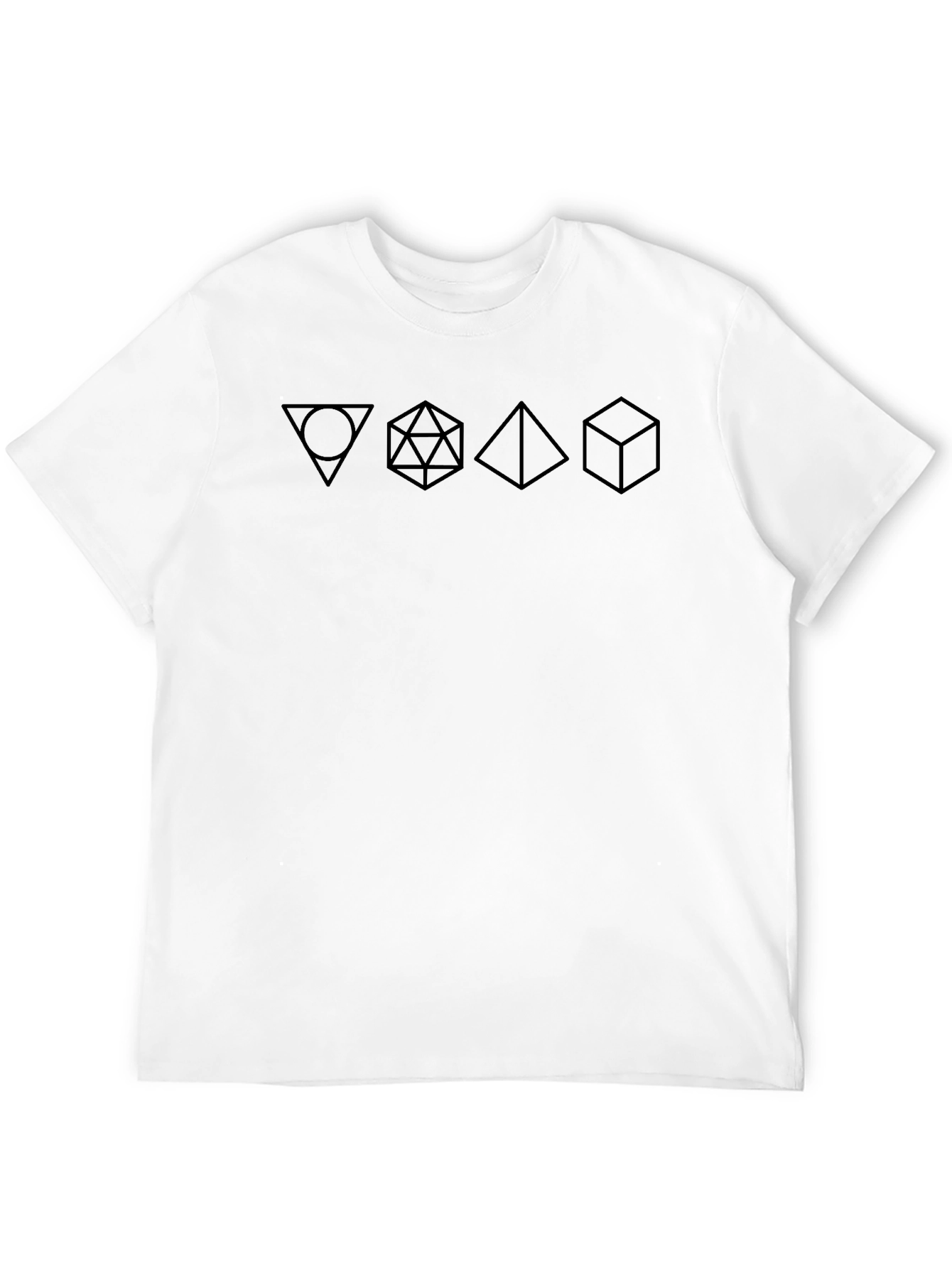 Black Polyhedral Shapes Tee - Minimalist Geometric Design view 12