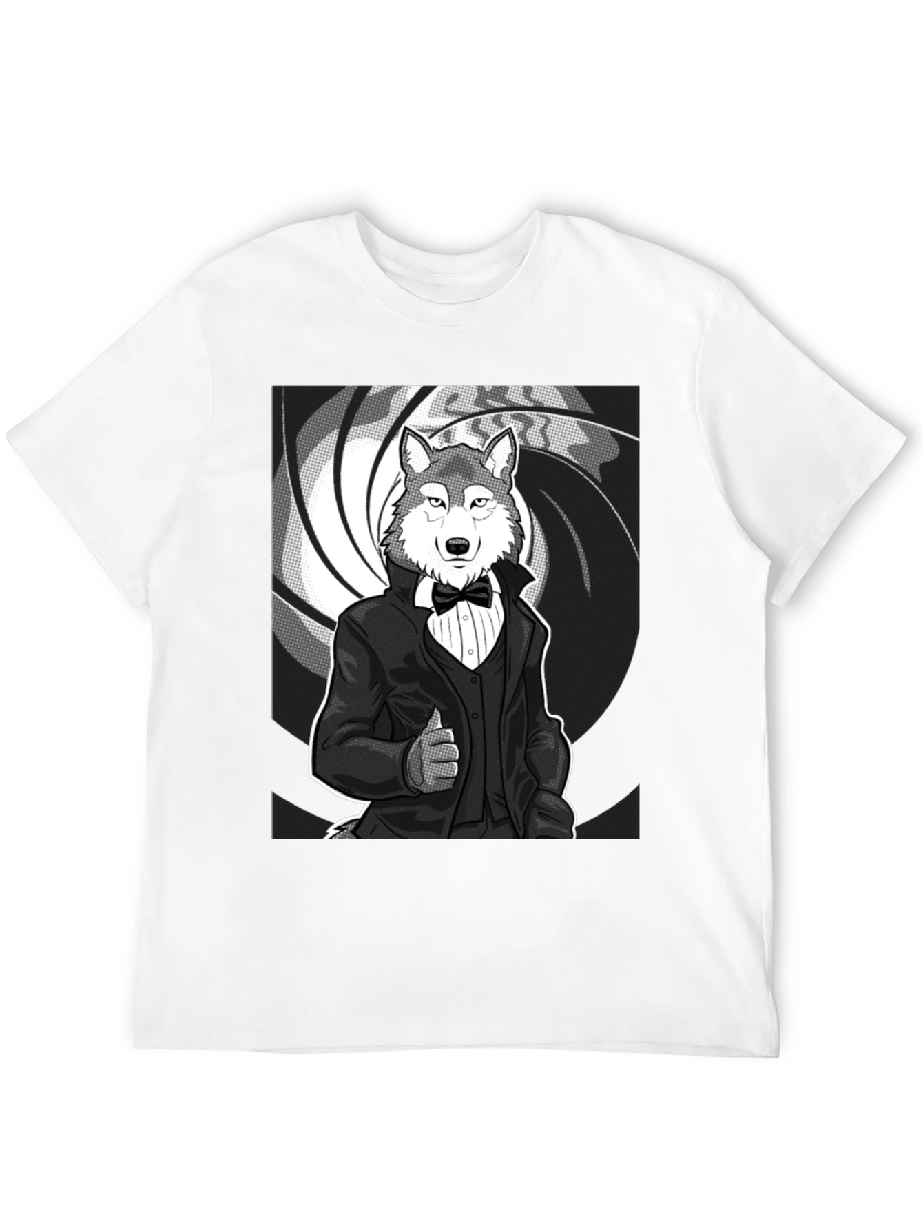 Black Wolf Tuxedo T-Shirt - Suave and Sophisticated Style view 12