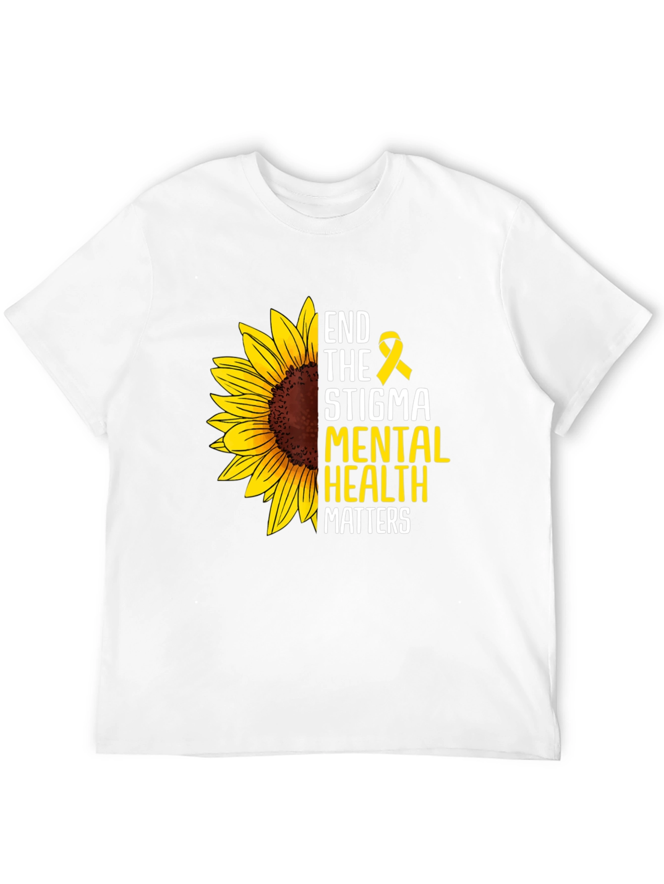 Black End the Stigma Mental Health Matters Sunflower T-Shirt view 12