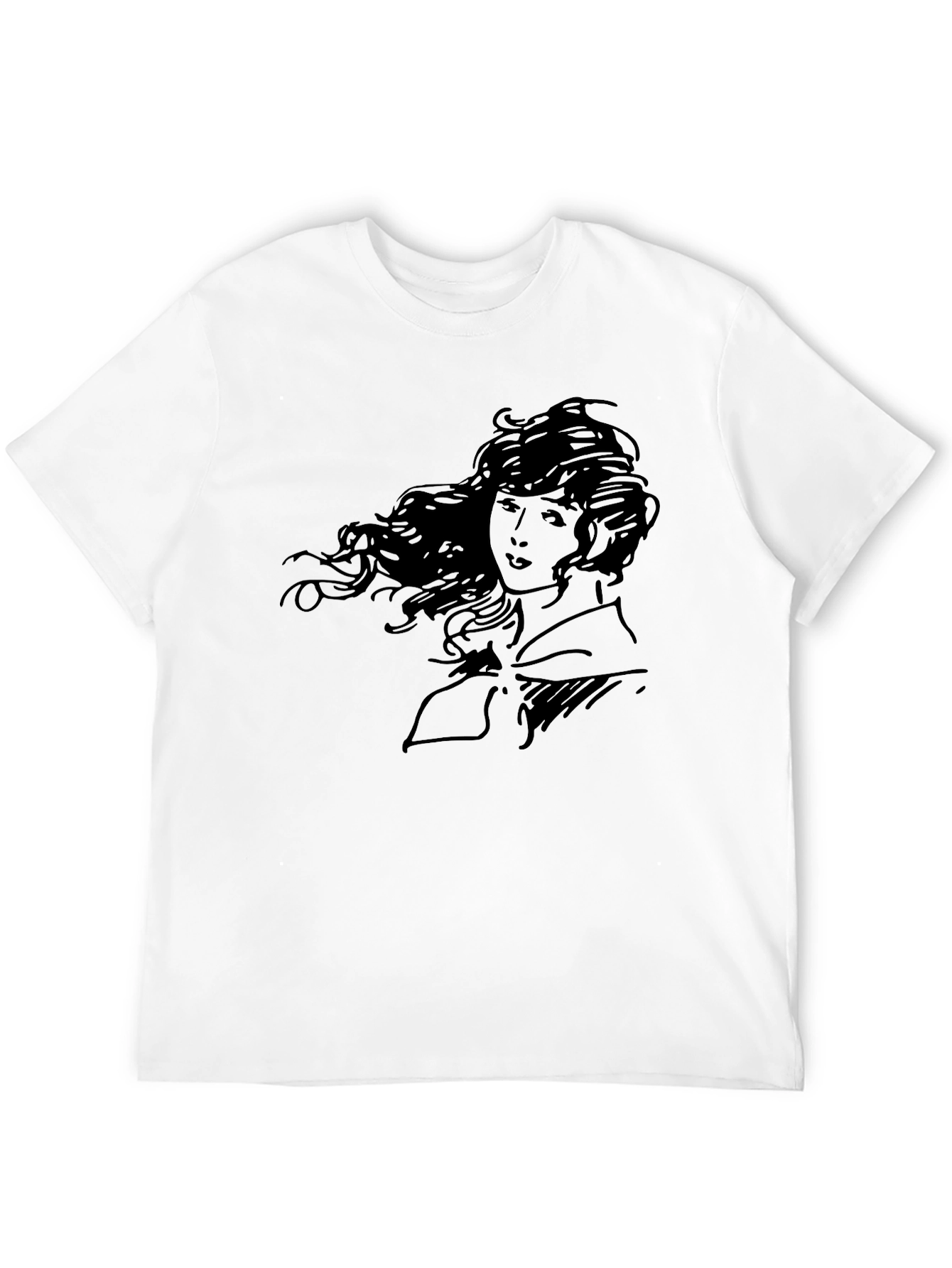 Black Elegant Woman Graphic T-Shirt - Black view 12