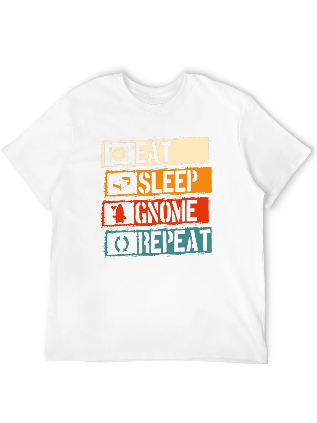 Black Eat Sleep Gnome Repeat Black T-Shirt view 12