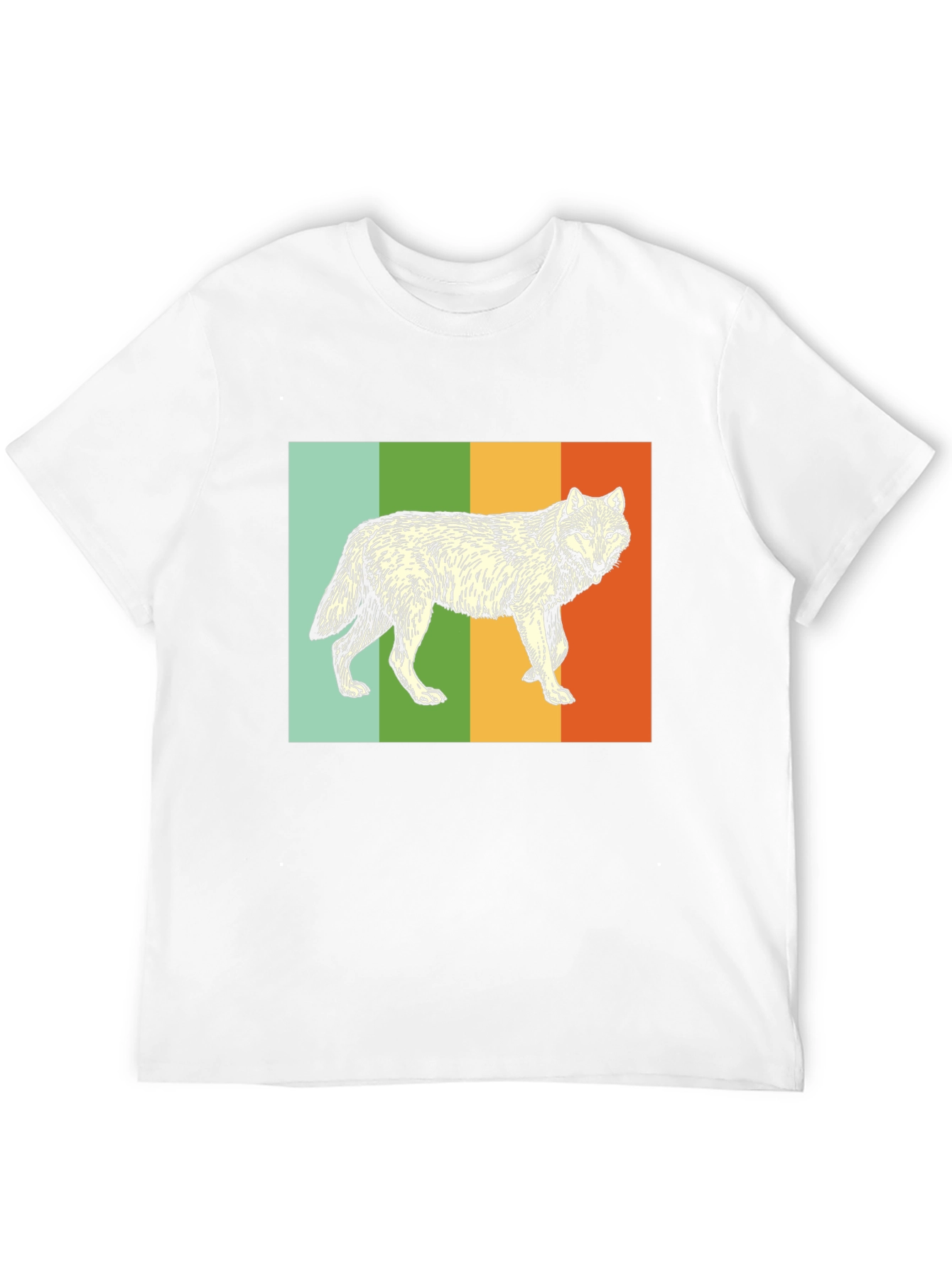 Black Retro Wolf Graphic Tee - Black Cotton Blend T-Shirt view 12