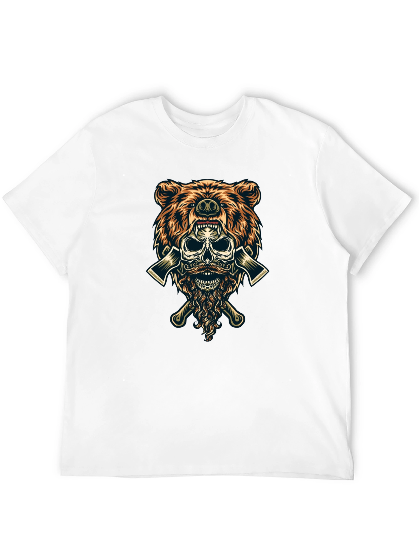 Black Bear Skull Lumberjack Axes Graphic Tee view 12