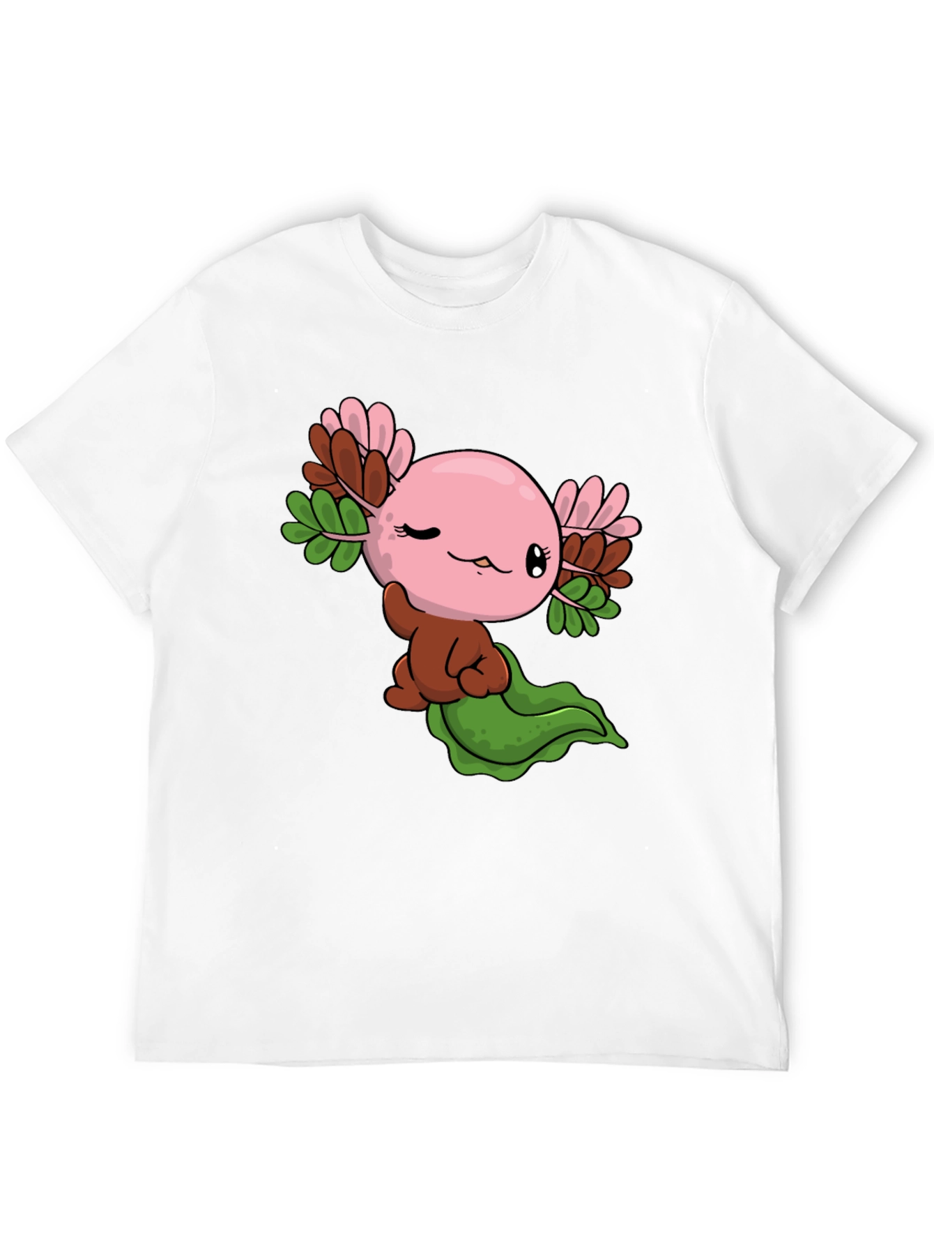 Black Cute Axolotl Cartoon Black T-Shirt view 12