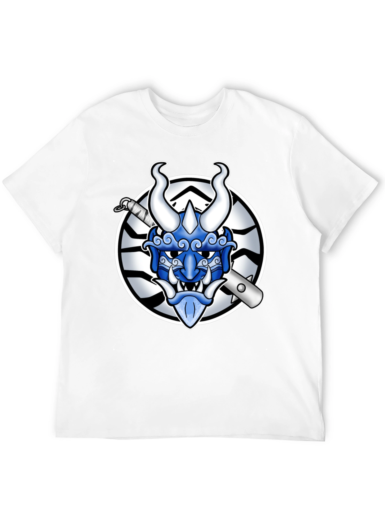Black Black T-Shirt with Oni Mask Graphic view 12