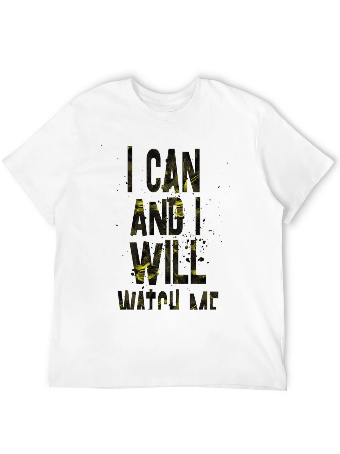 Black Motivational 'I Can and I Will' Black T-Shirt view 12