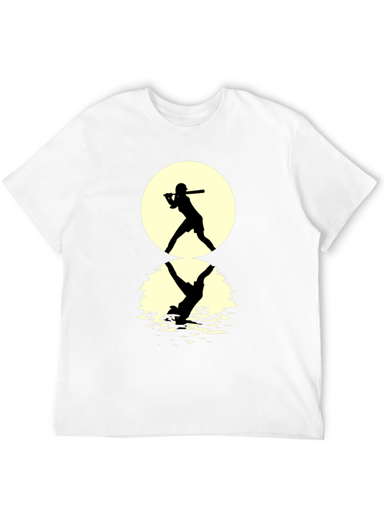 Black Baseball Silhouette T-Shirt: Moonlit Reflection Tee view 12