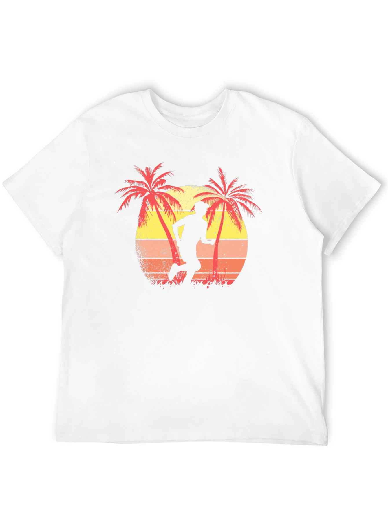 Black Retro Runner T-Shirt - Palm Tree Sunset Design view 12