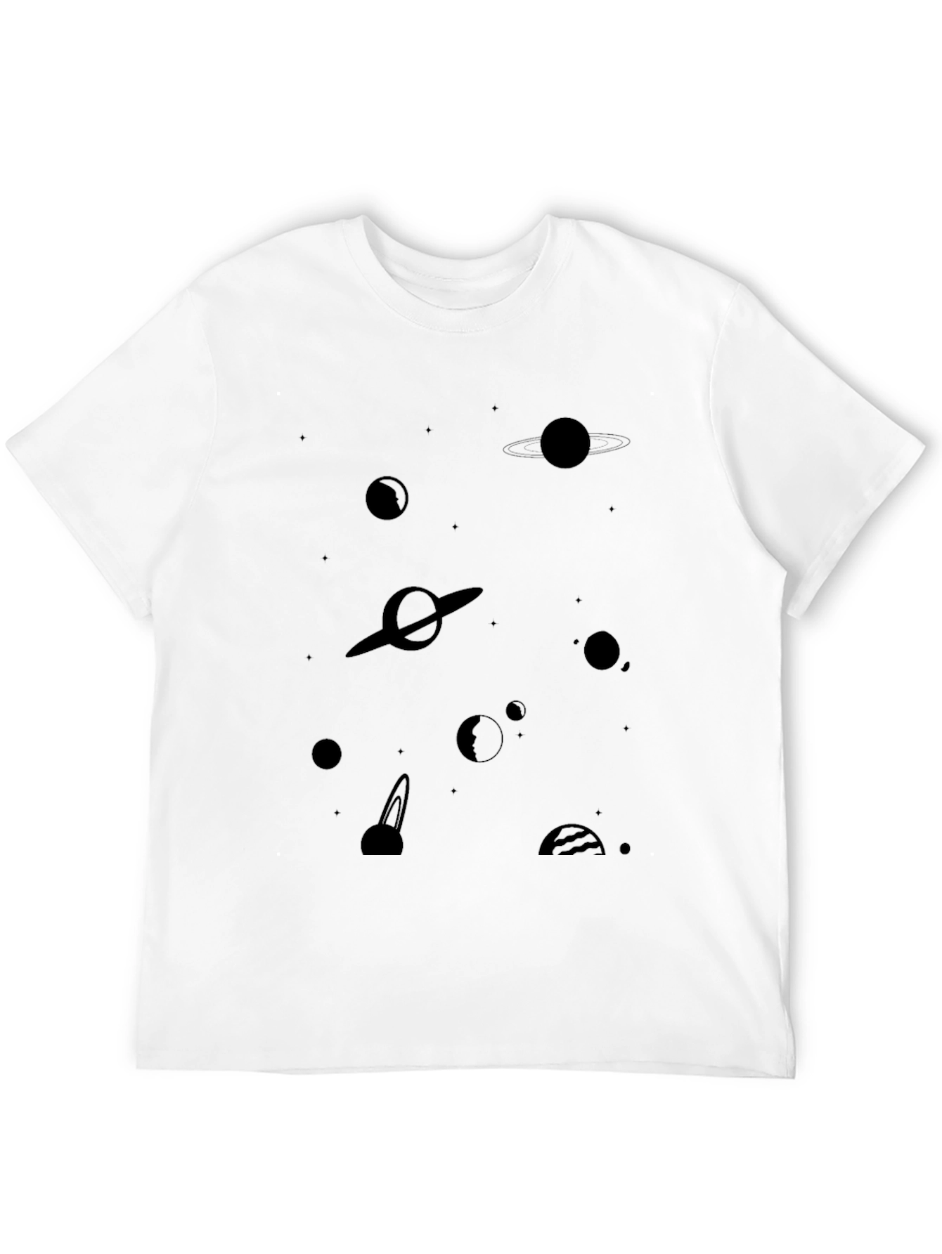 Black Space Planets Graphic Black T-Shirt view 12