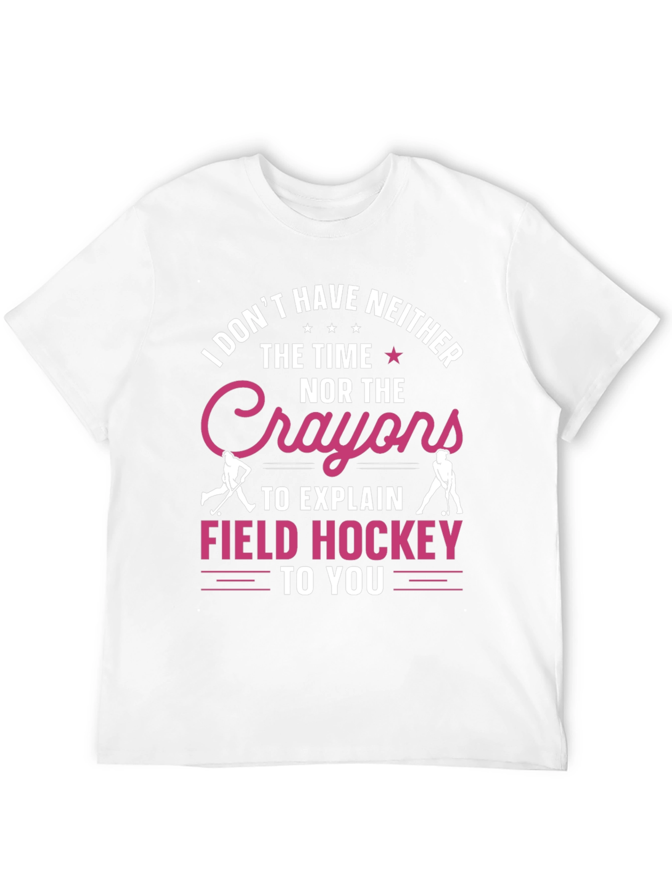 Black Funny Field Hockey T-Shirt - No Time, No Crayons view 12
