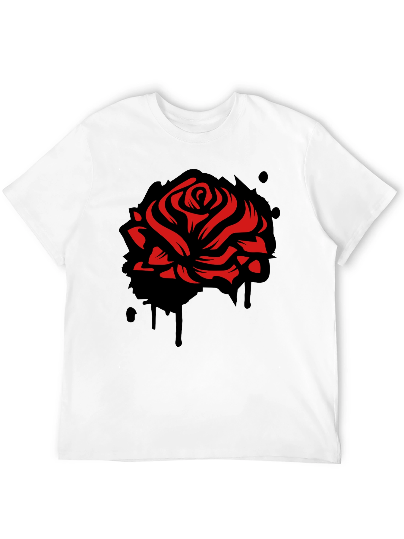 Black Red Rose Graphic Black T-Shirt view 12