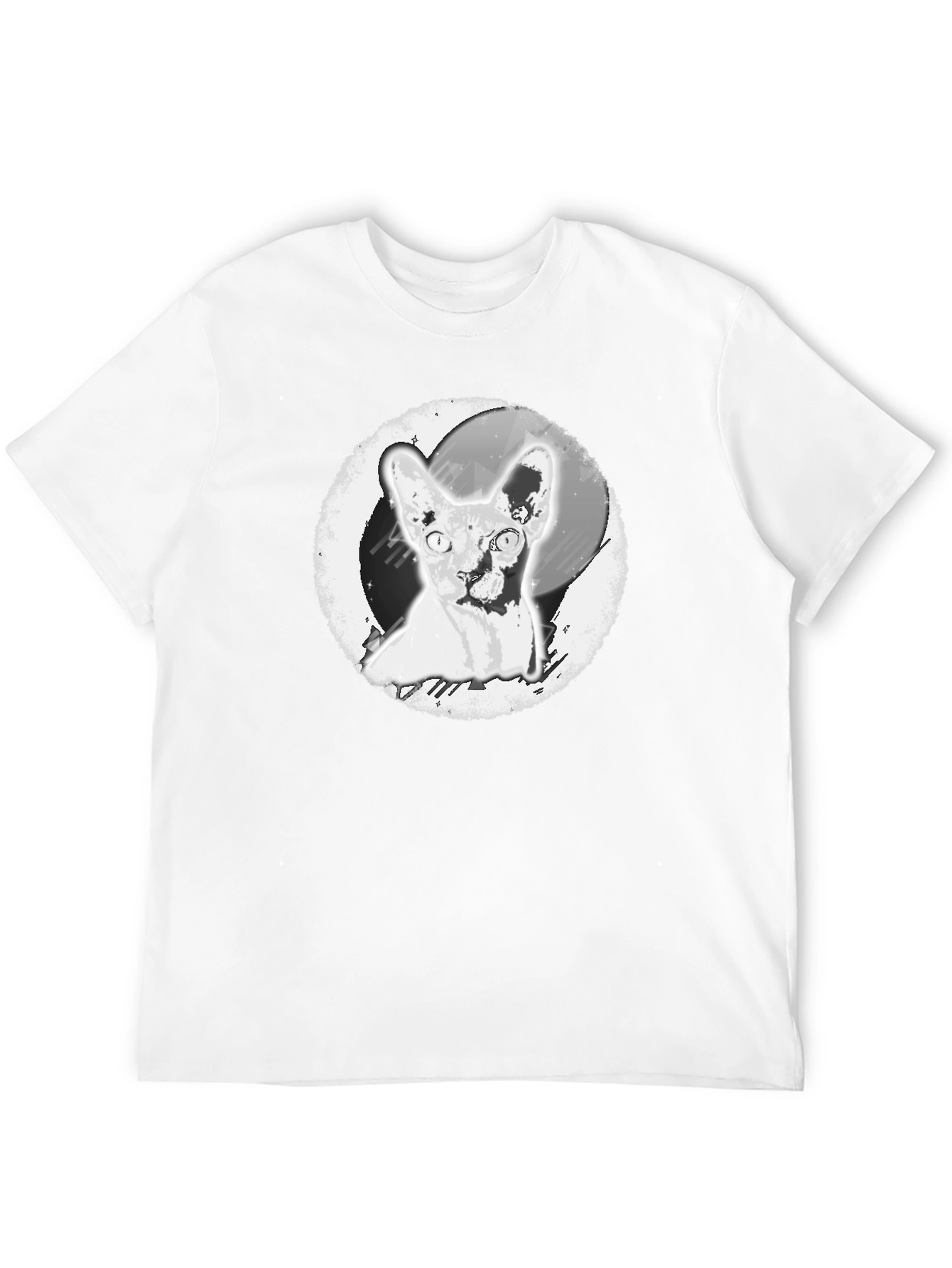 Black Sphynx Cat Graphic Print Black T-Shirt view 12