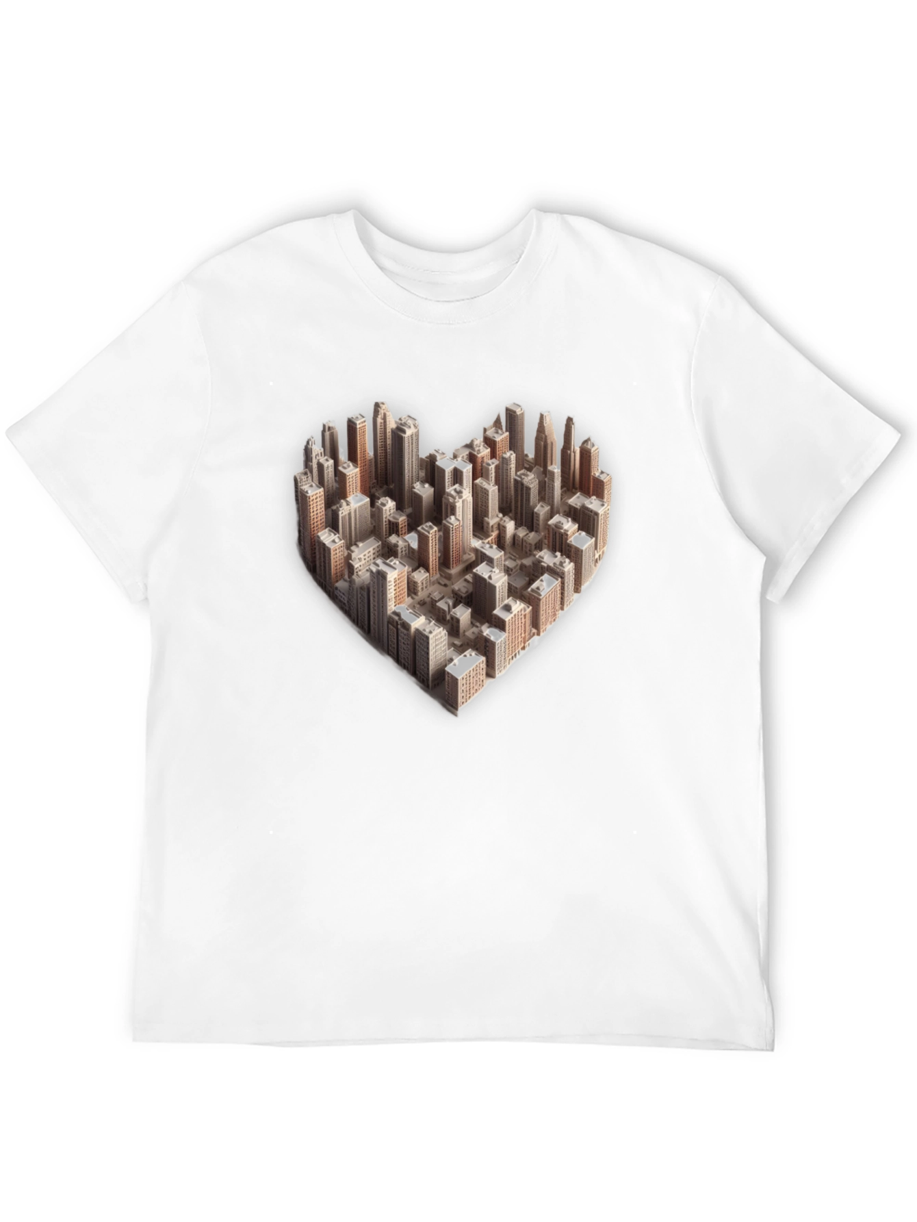Black Heart Shaped Cityscape Graphic Tee - Urban Love T-Shirt view 12