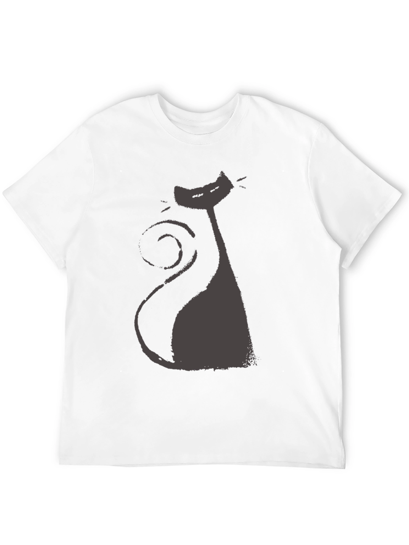 Black Retro Cat Silhouette Tee - Black Cotton Blend view 12