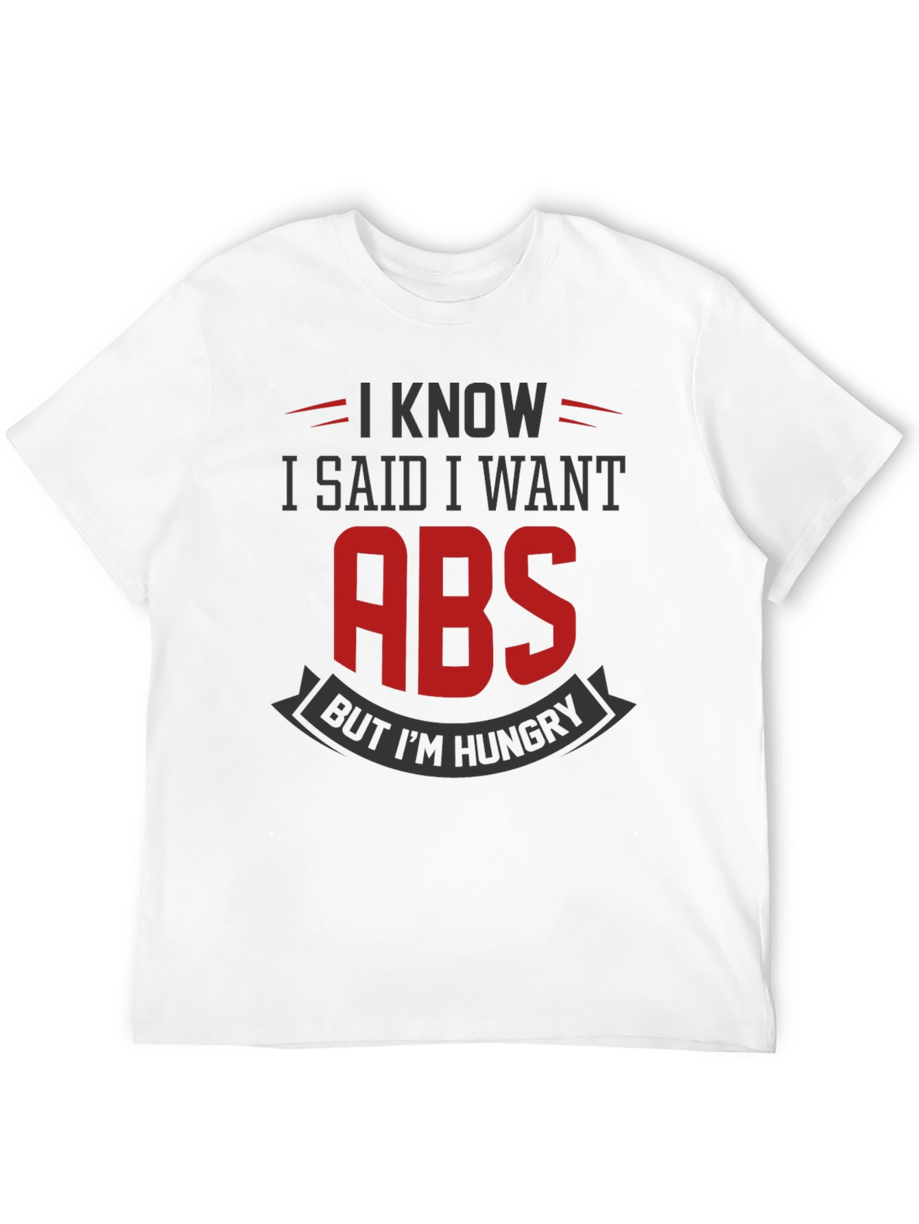 Black Funny Gym T-Shirt: I Want Abs But I'm Hungry view 12