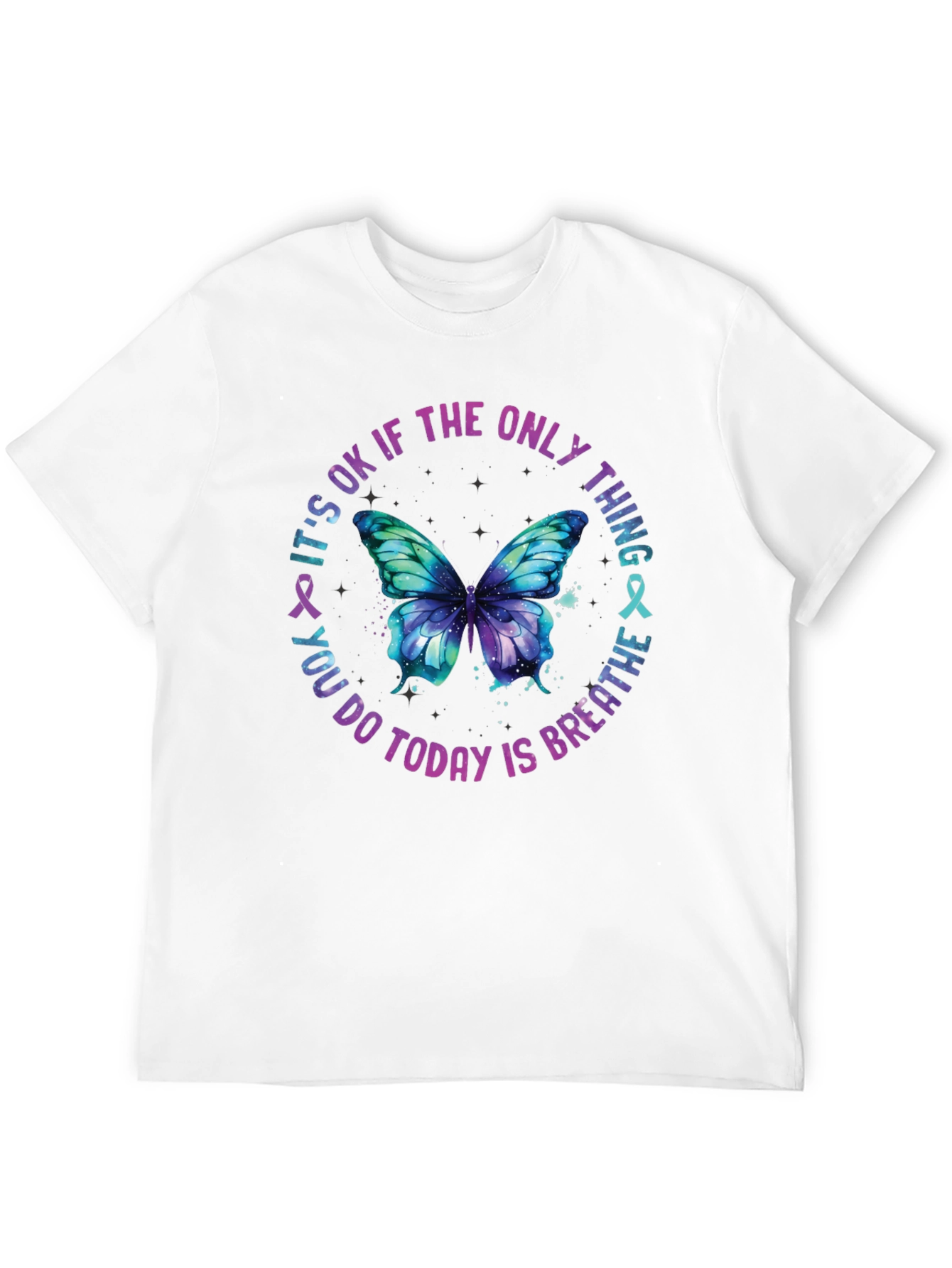 Black Breathe Butterfly Graphic Tee - Mental Health Awareness Shirt view 12
