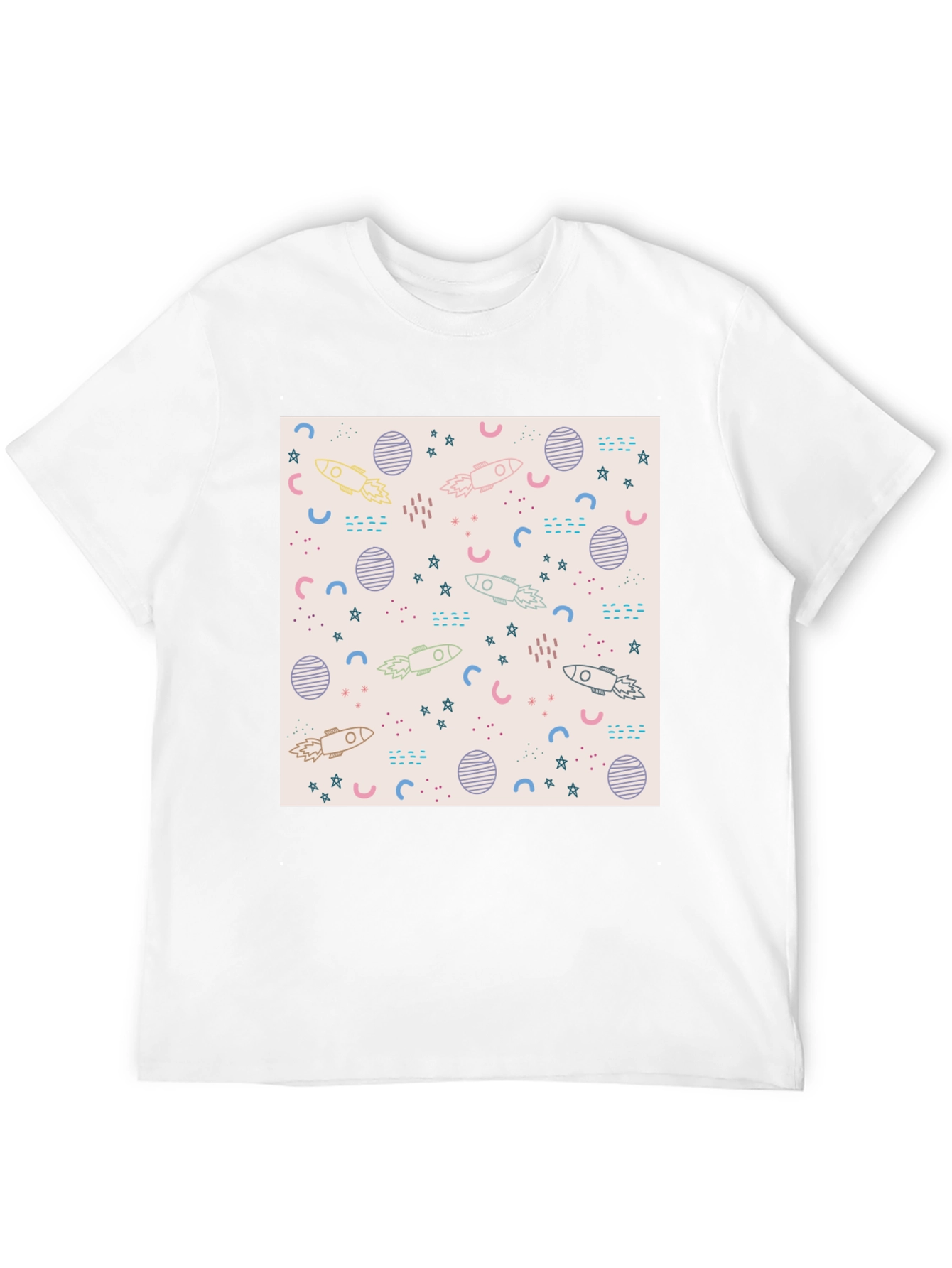 Galaxy Rocket Print Black T-Shirt - 12