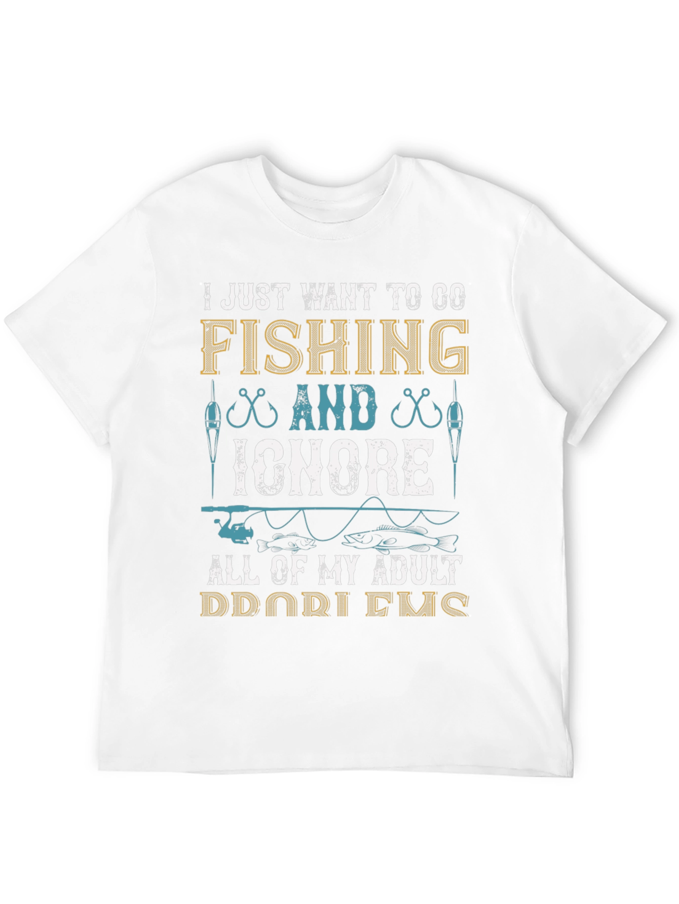 Black Fishing T-Shirt: Ignore Adult Problems view 12