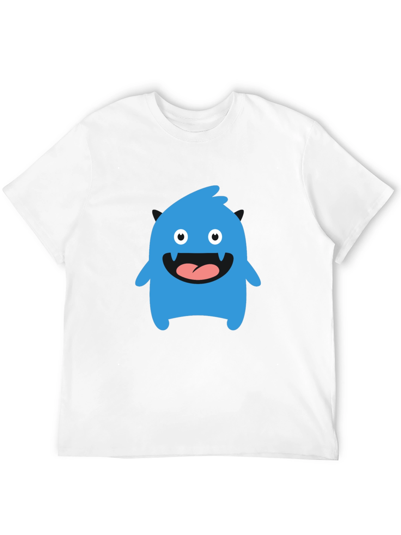 Black Fun Blue Monster Graphic Tee - Black Cotton T-Shirt view 12