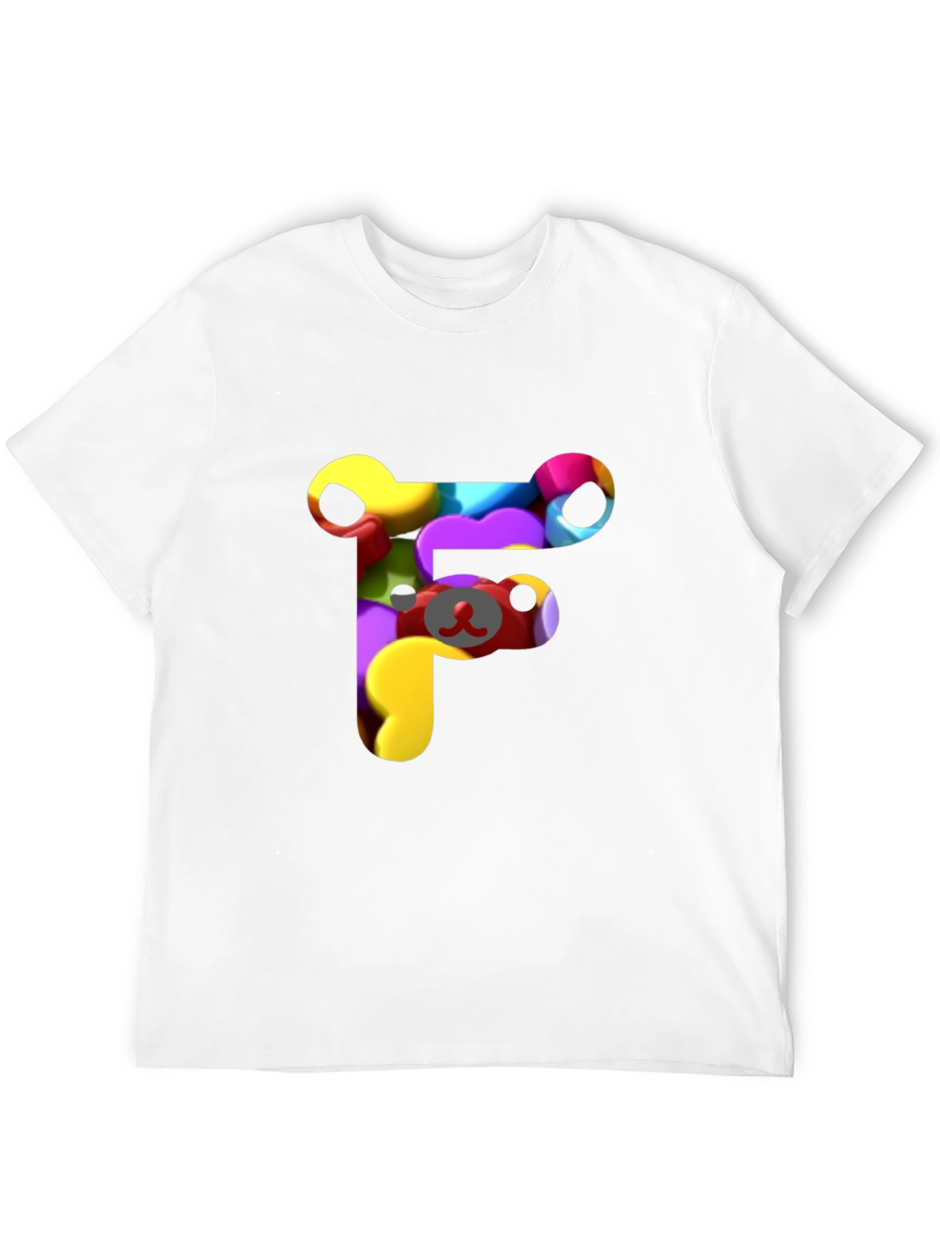 Black Colorful F Letter Bear T-Shirt view 12