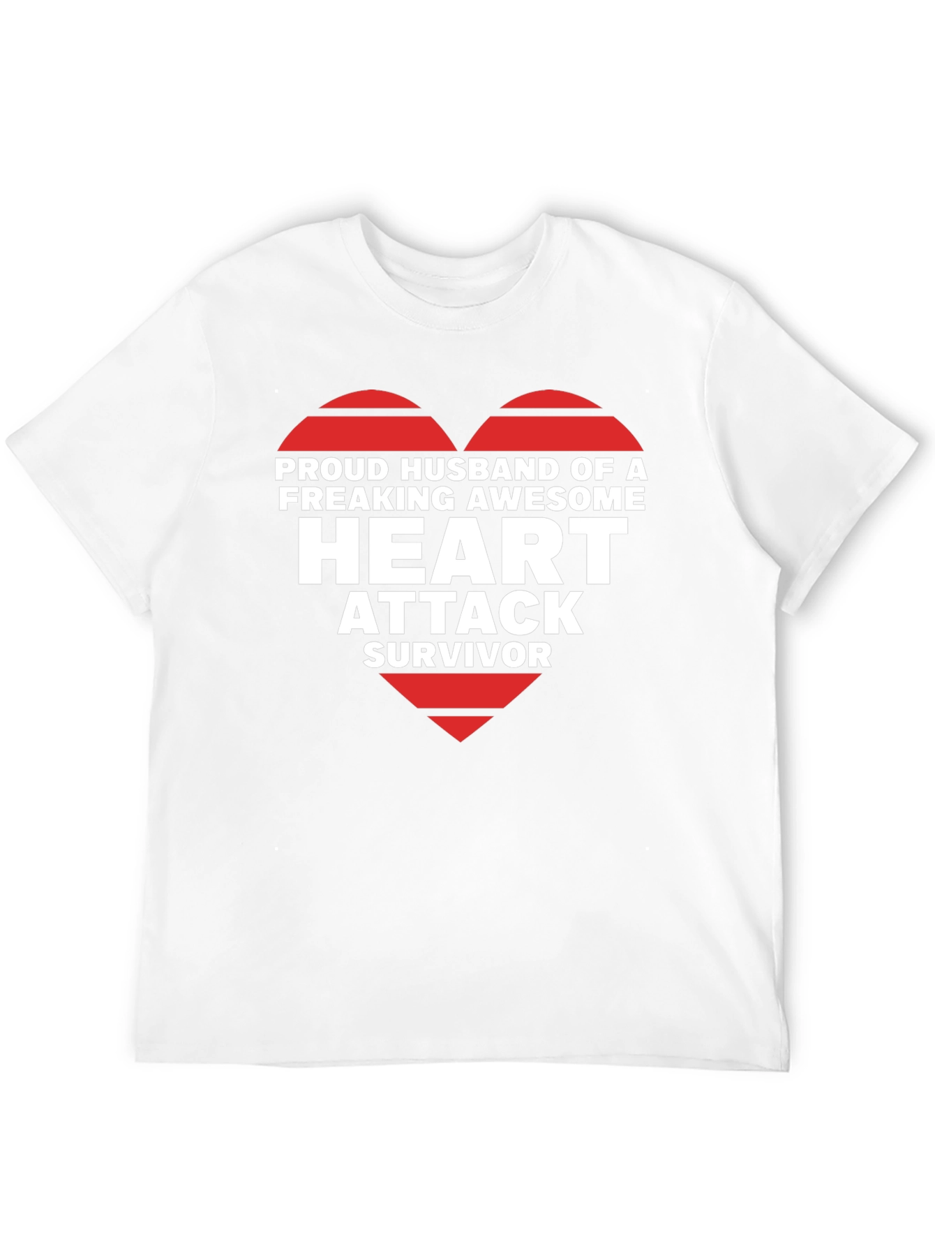 Black Proud Husband Heart Attack Survivor Graphic Tee view 12