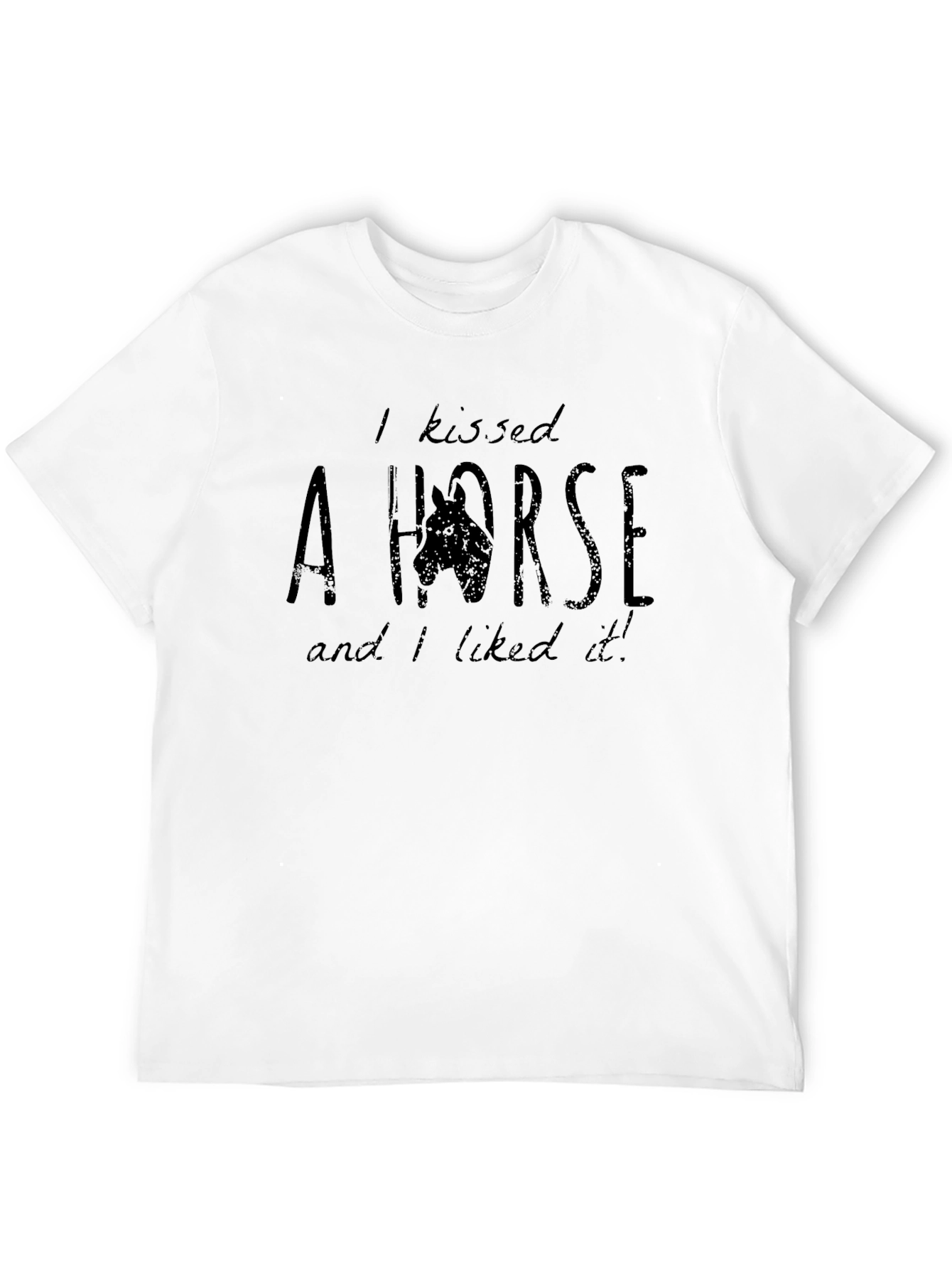Black I Kissed A Horse T-Shirt - Unisex Crew Neck Tee view 12