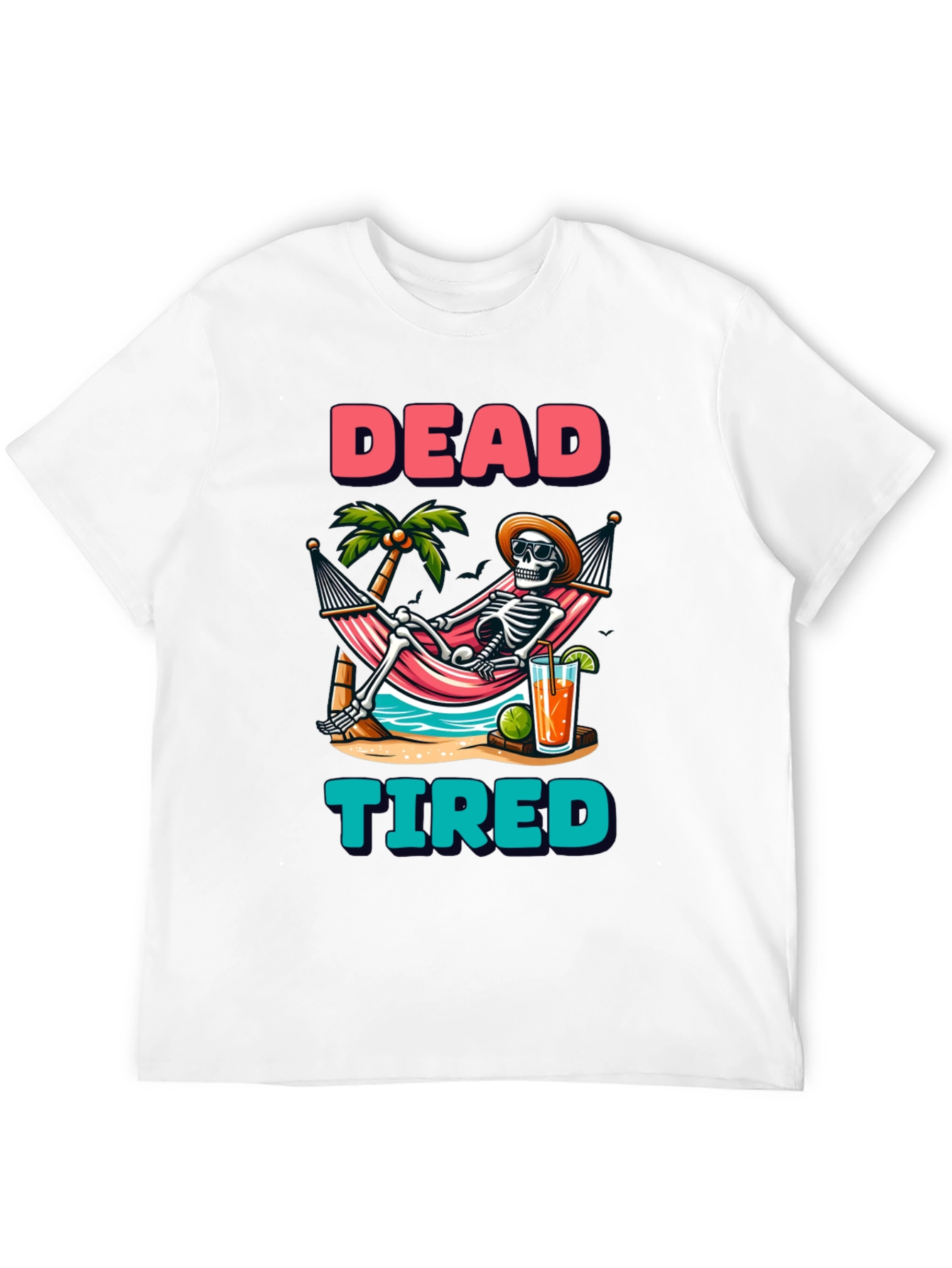 Black Dead Tired Skeleton Graphic T-Shirt view 12