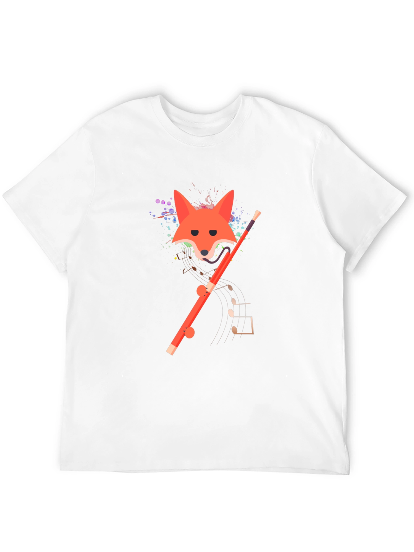 Black Fox and Flute Graphic Tee - Unique Design view 12