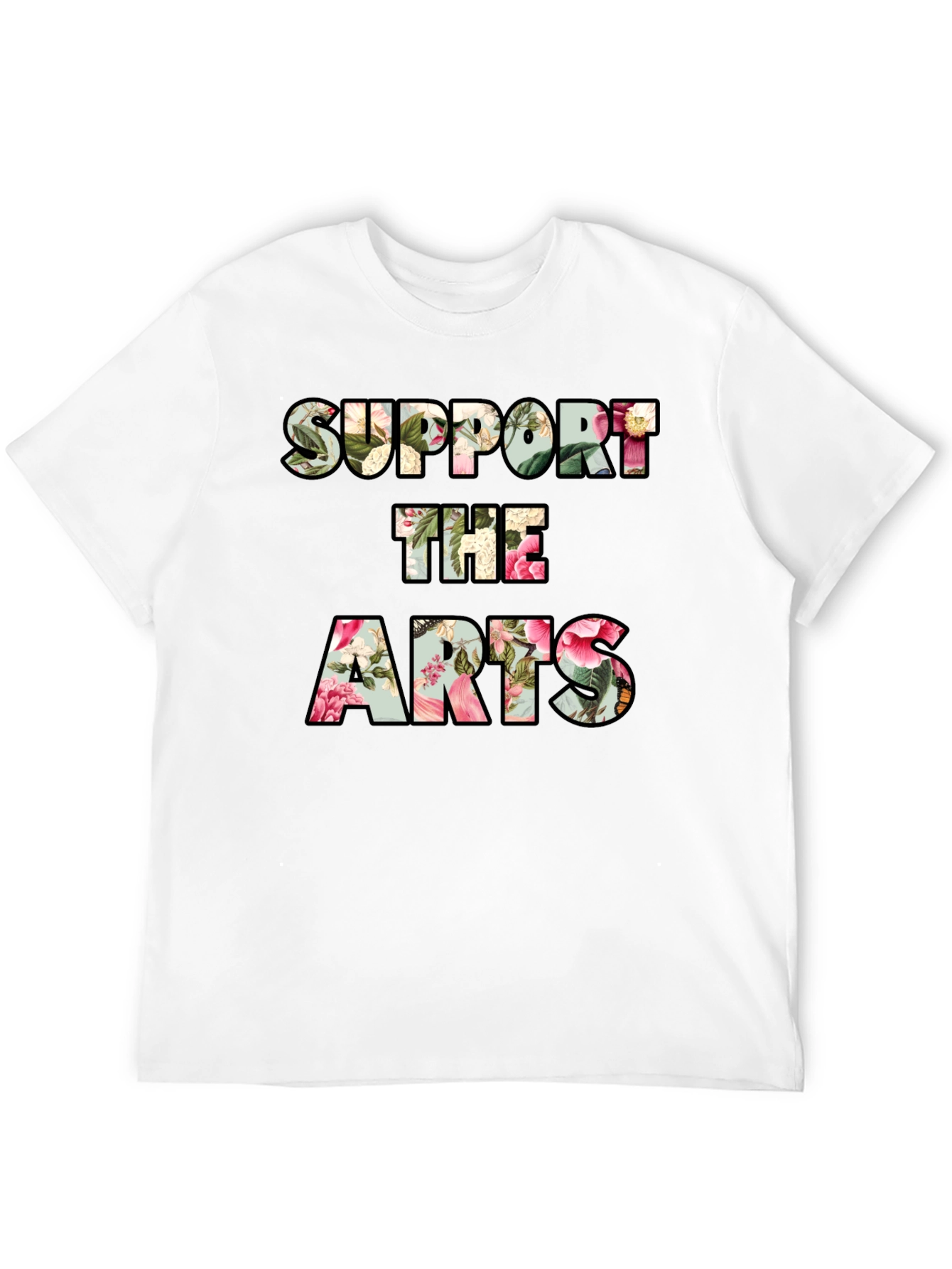 Black Support The Arts Floral Graphic Tee - Unisex view 12