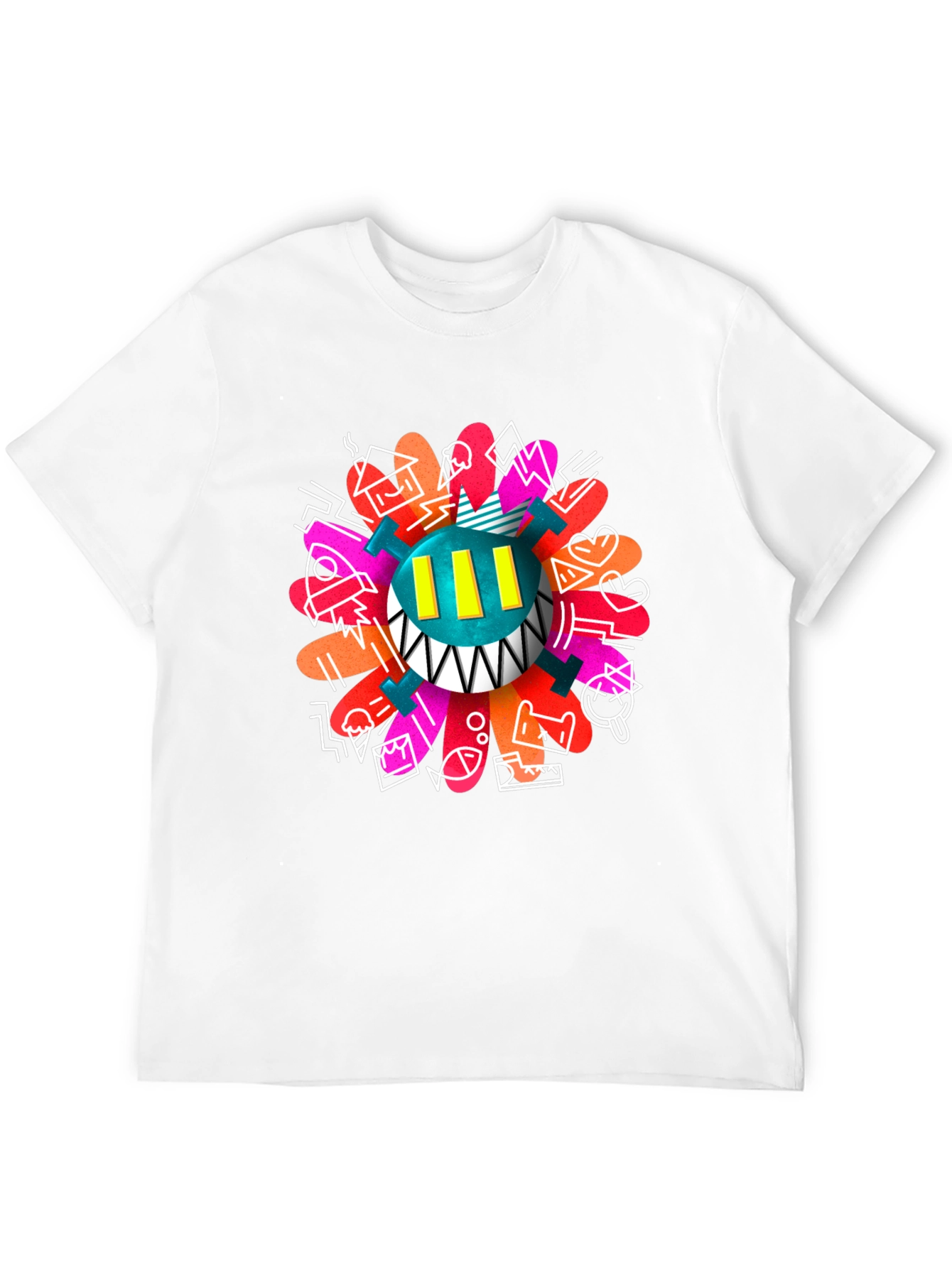 Black Funky Graphic Print Crew Neck T-Shirt view 12