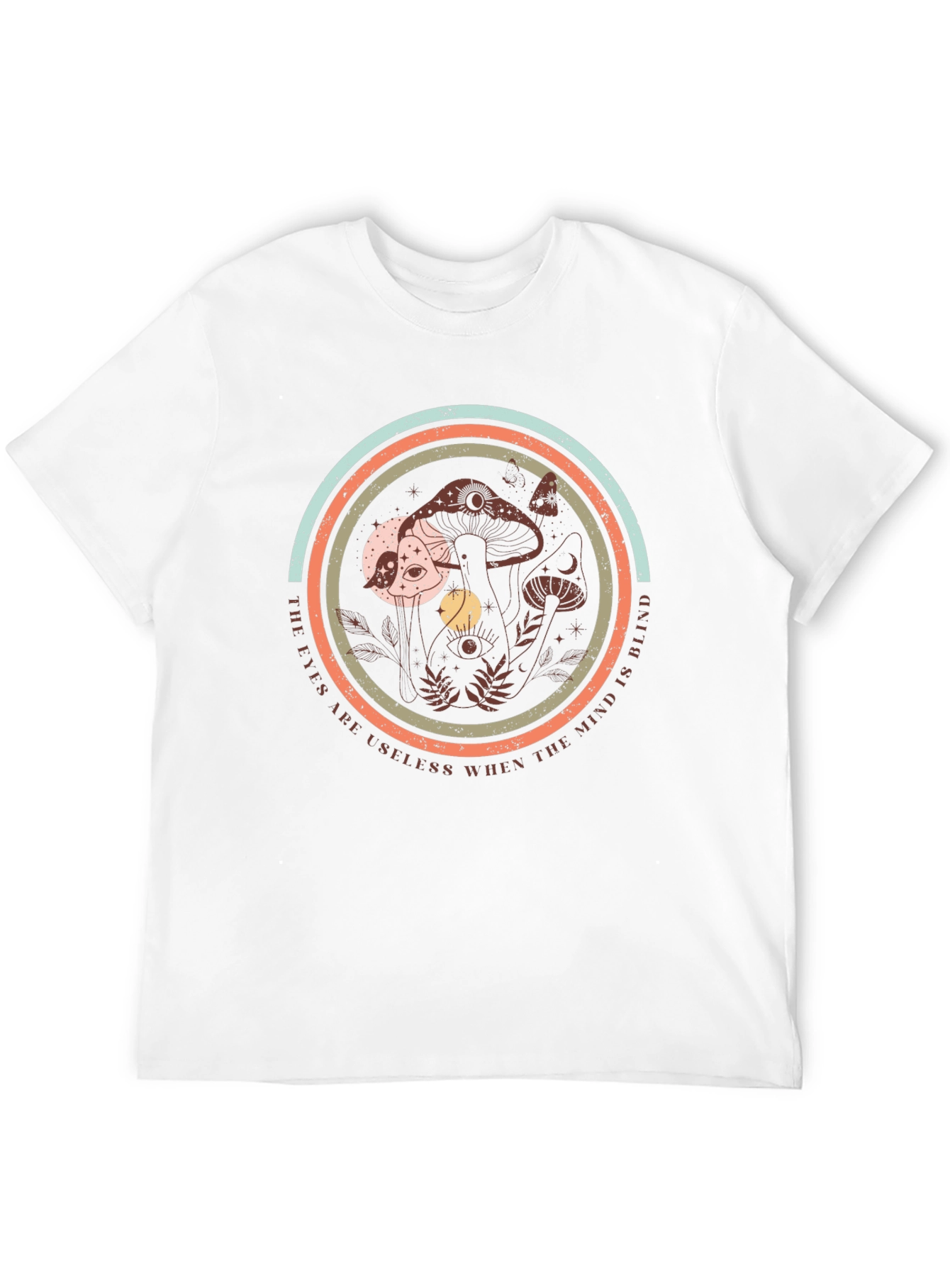 Black Mushroom Print Tee: Eyes Useless When Mind is Blind view 12