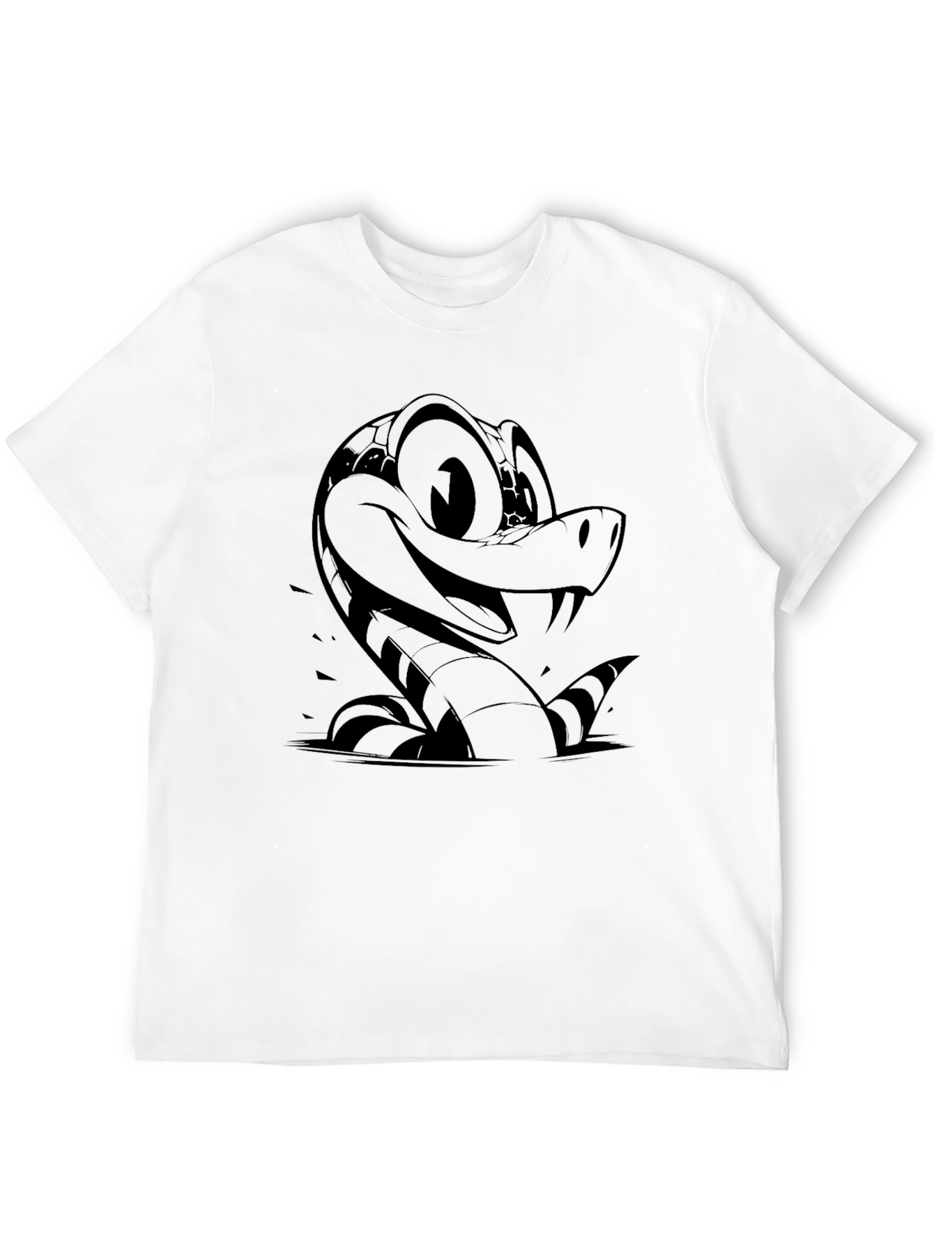 Black Cartoon Snake Graphic T-Shirt - Men's Black Tee view 12