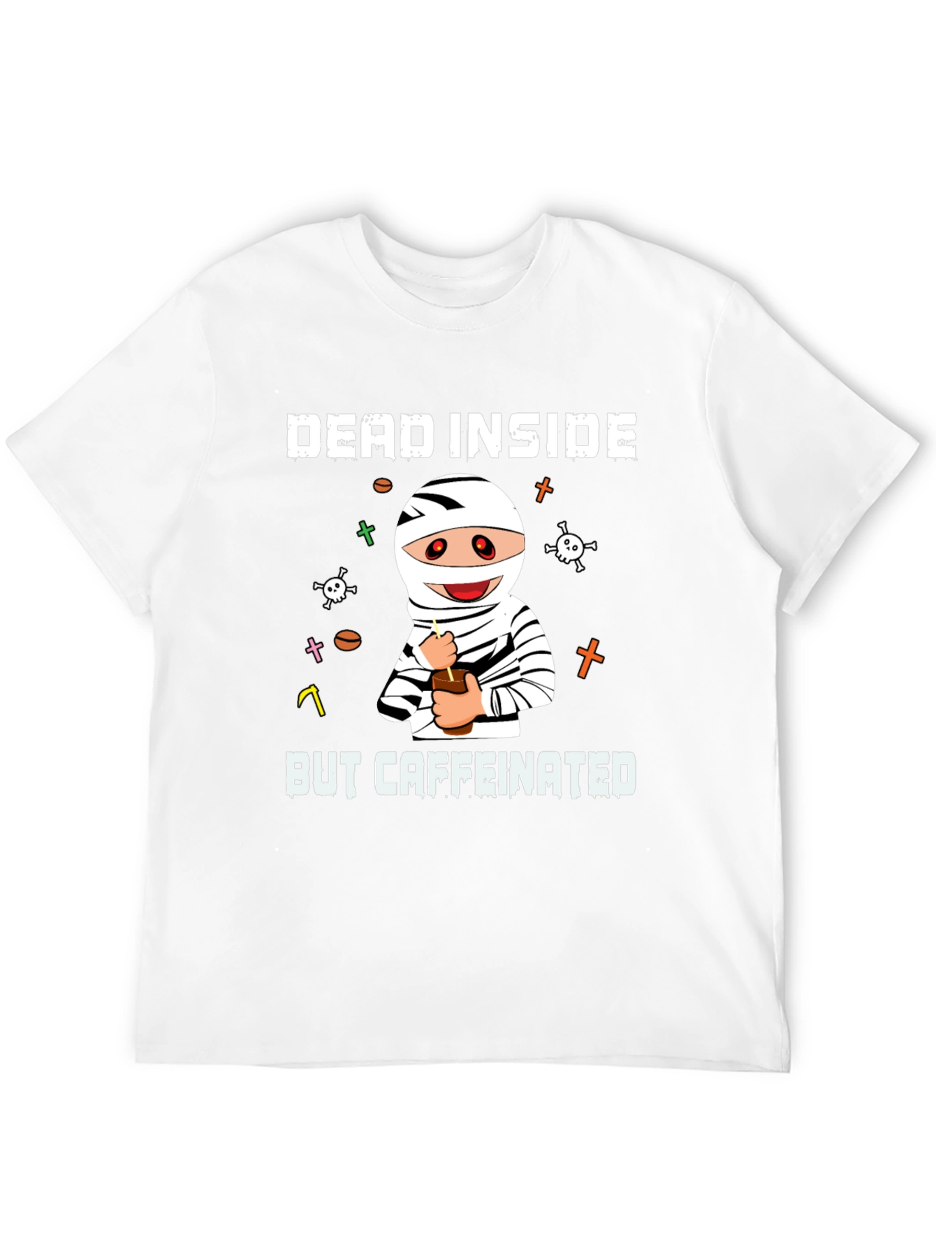 Black Dead Inside But Caffeinated T-Shirt view 12