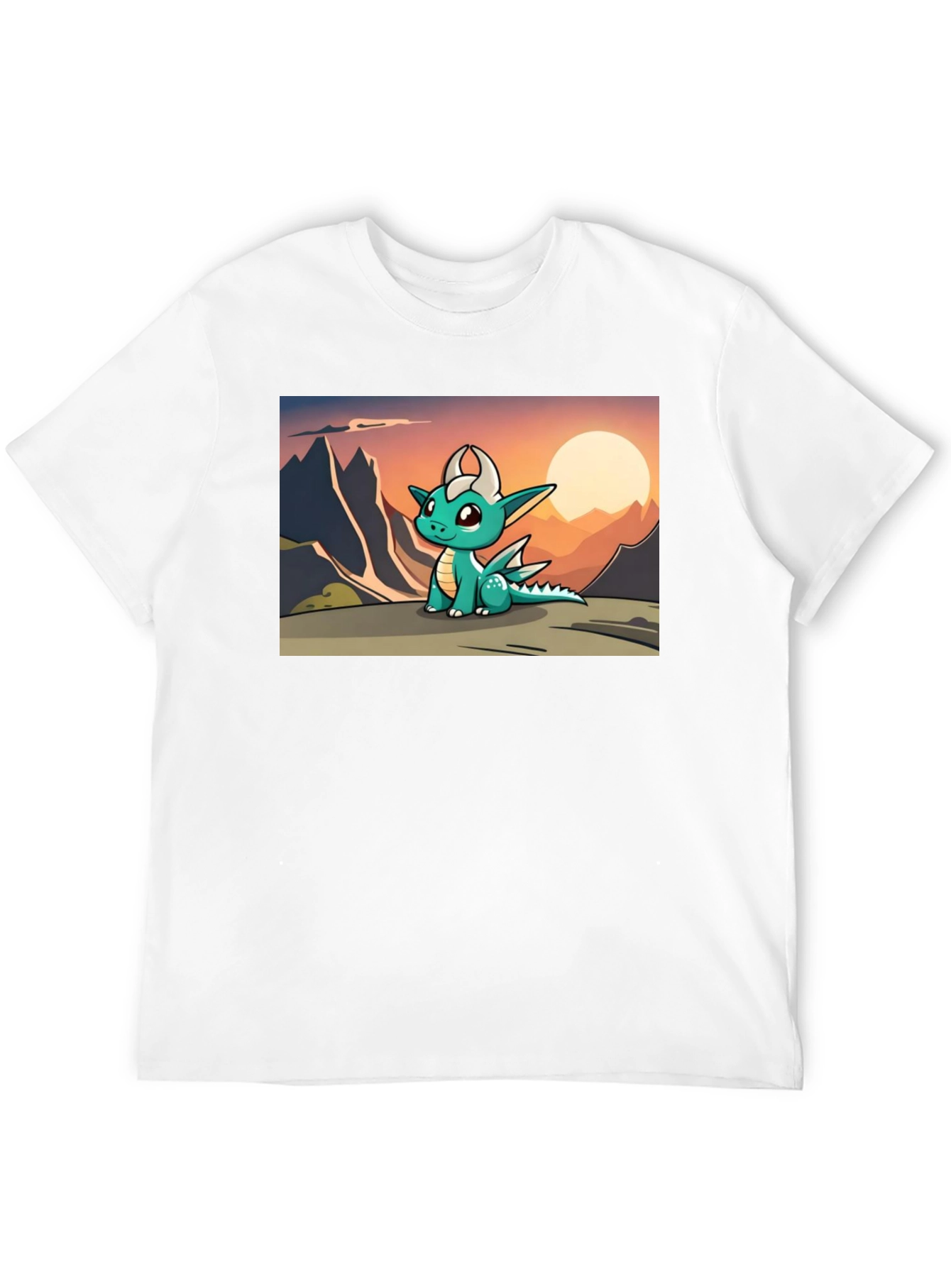 Black Cute Dragon Sunset Tee view 12