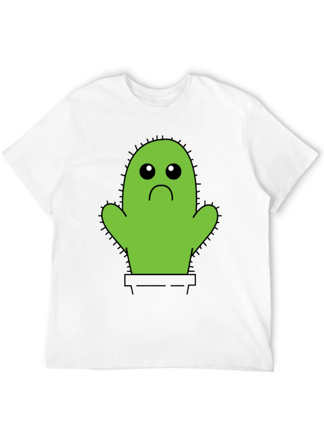 Black Sad Cactus T-Shirt - Unisex Cotton Tee view 12