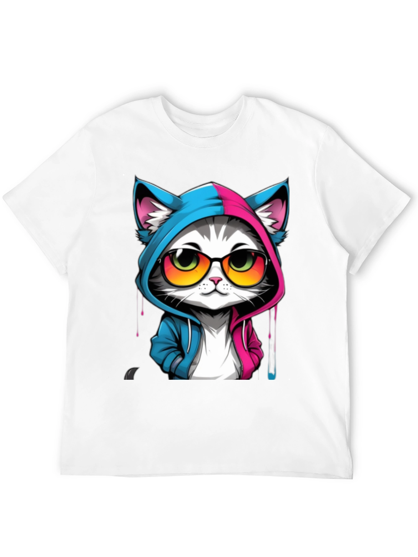 Black Cool Cat Graphic Tee - Unisex Black T-Shirt view 12