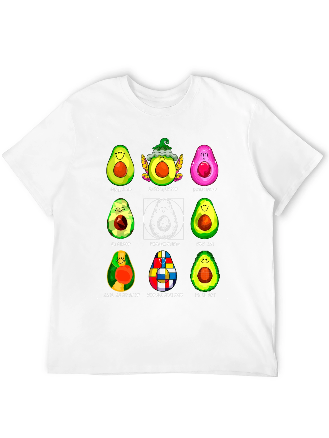 Black Avocado Art Styles Graphic T-Shirt view 12
