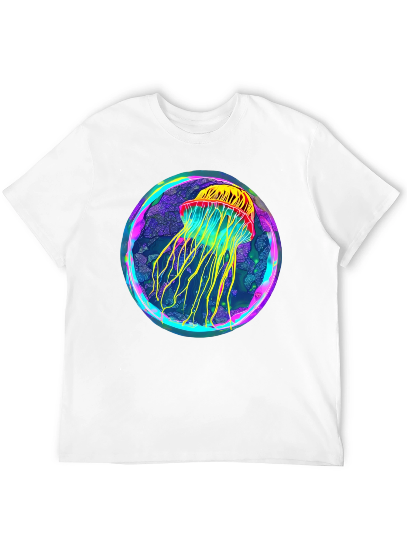 Black Neon Jellyfish Graphic Black Tee view 12