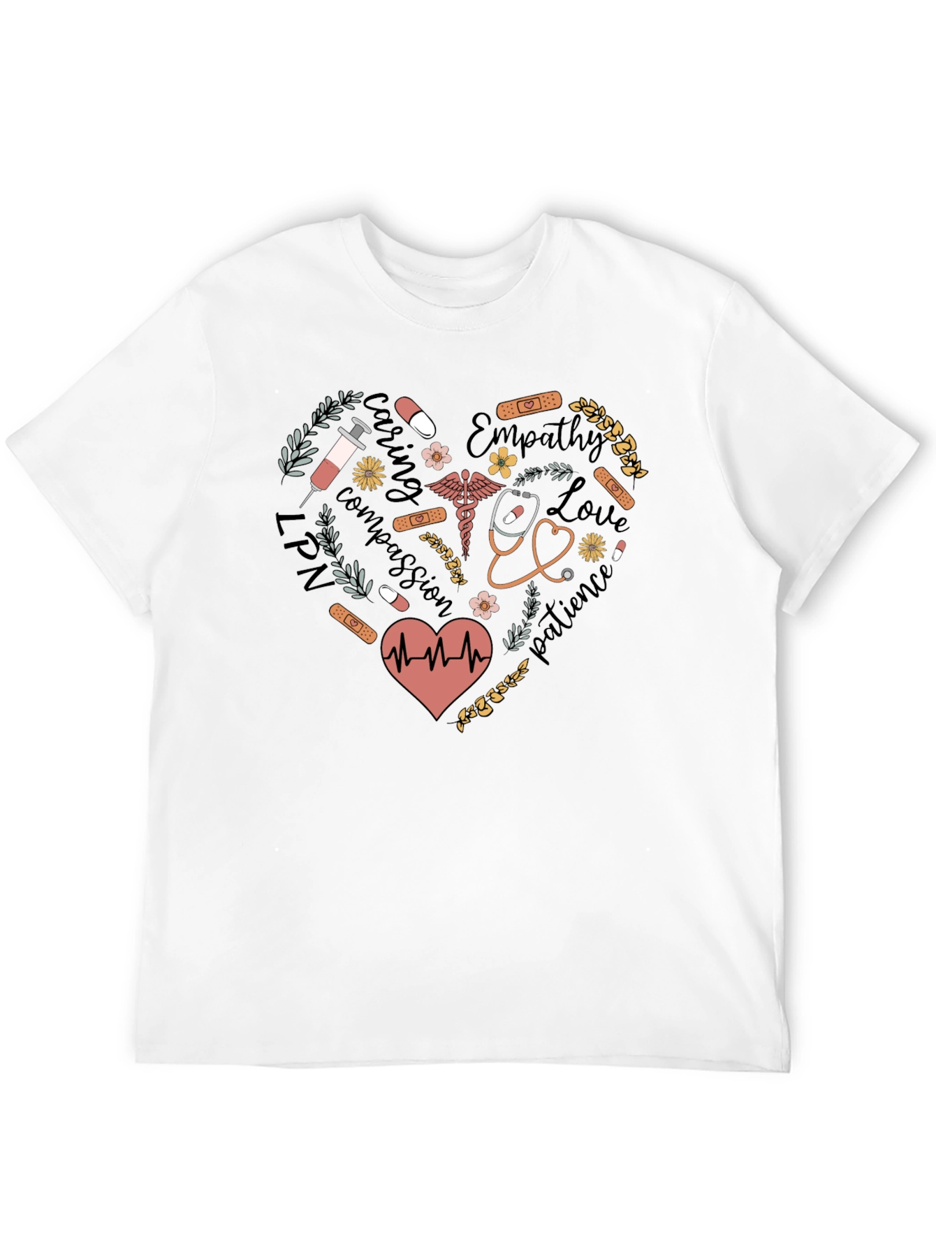 Black Nurse Heart Graphic T-Shirt view 12